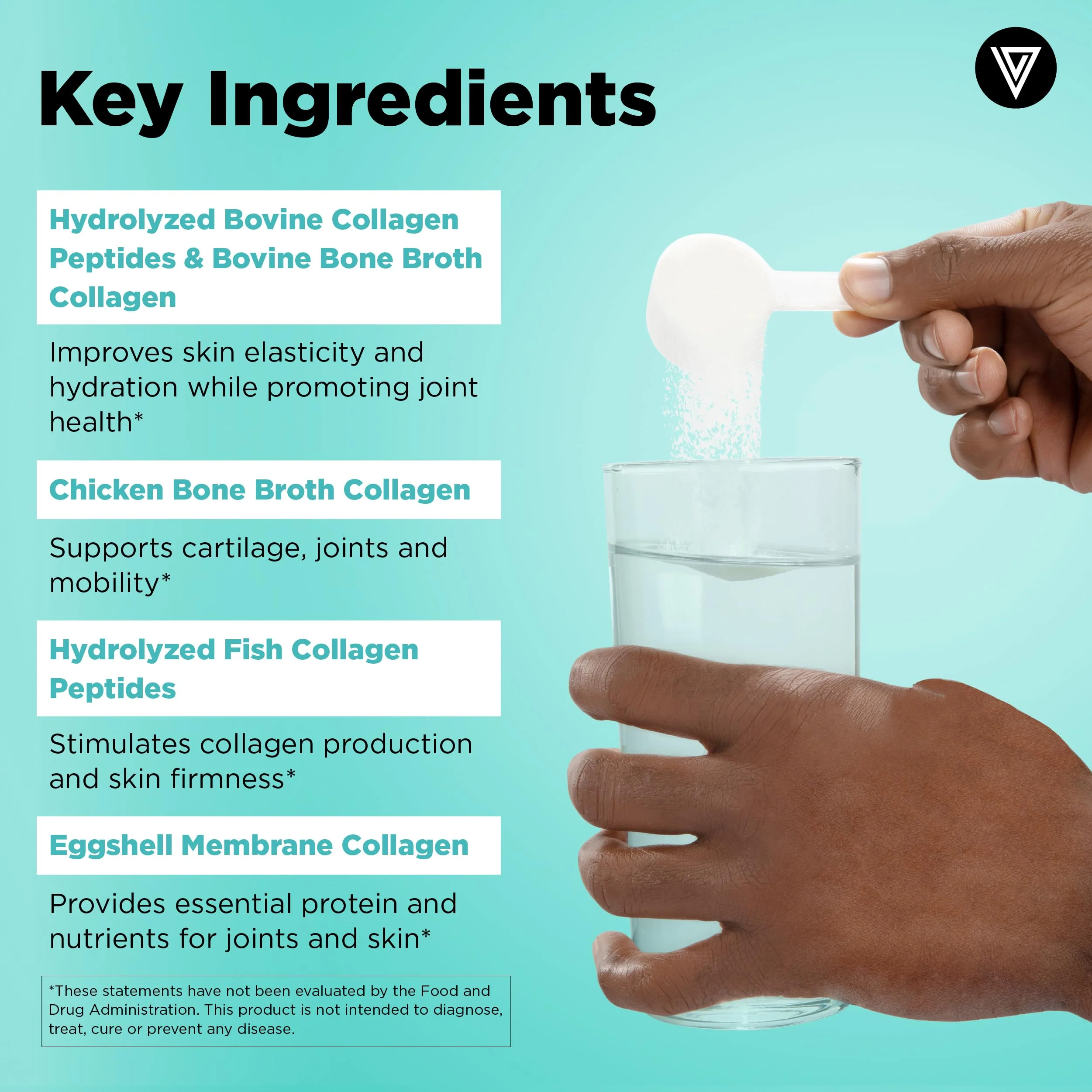 Vital Vitamins Multi Collagen Peptides Powder - Unflavored, Easy to Dissolve - Type I, II, III, V, X - for Women & Men - Promotes Hair, Skin, Nails, & Joint Health - 30 Servings - Image 7