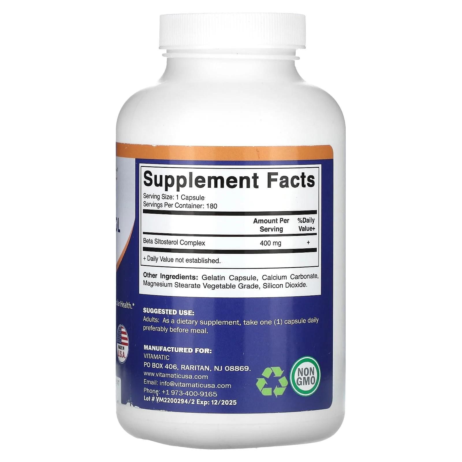 Vitamatic Beta SItosterol 400 mg 180 Capsules - Image 3