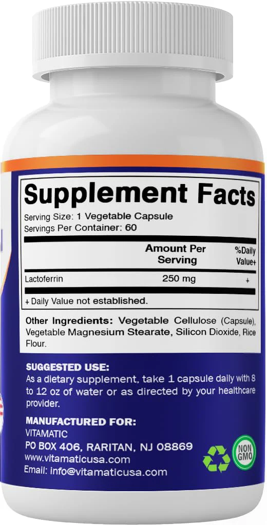 Vitamatic Lactoferrin 250mg – 60 Vegetable Capsules Promotes Healthy Immune Function* - Image 3