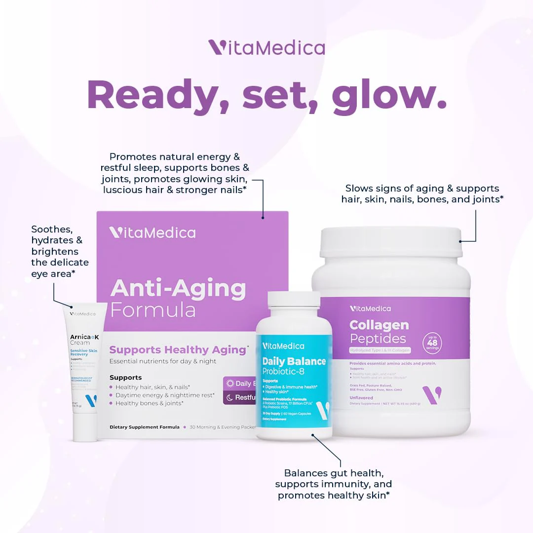 VitaMedica Anti-Aging Formula 4-in-1 Health and Beauty Supplement | Anti Aging Supplement for Women and Men | Healthy Hair, Skin, and Nails | Natural Energy & Restful Sleep | 30 AM & PM Packets - Image 5