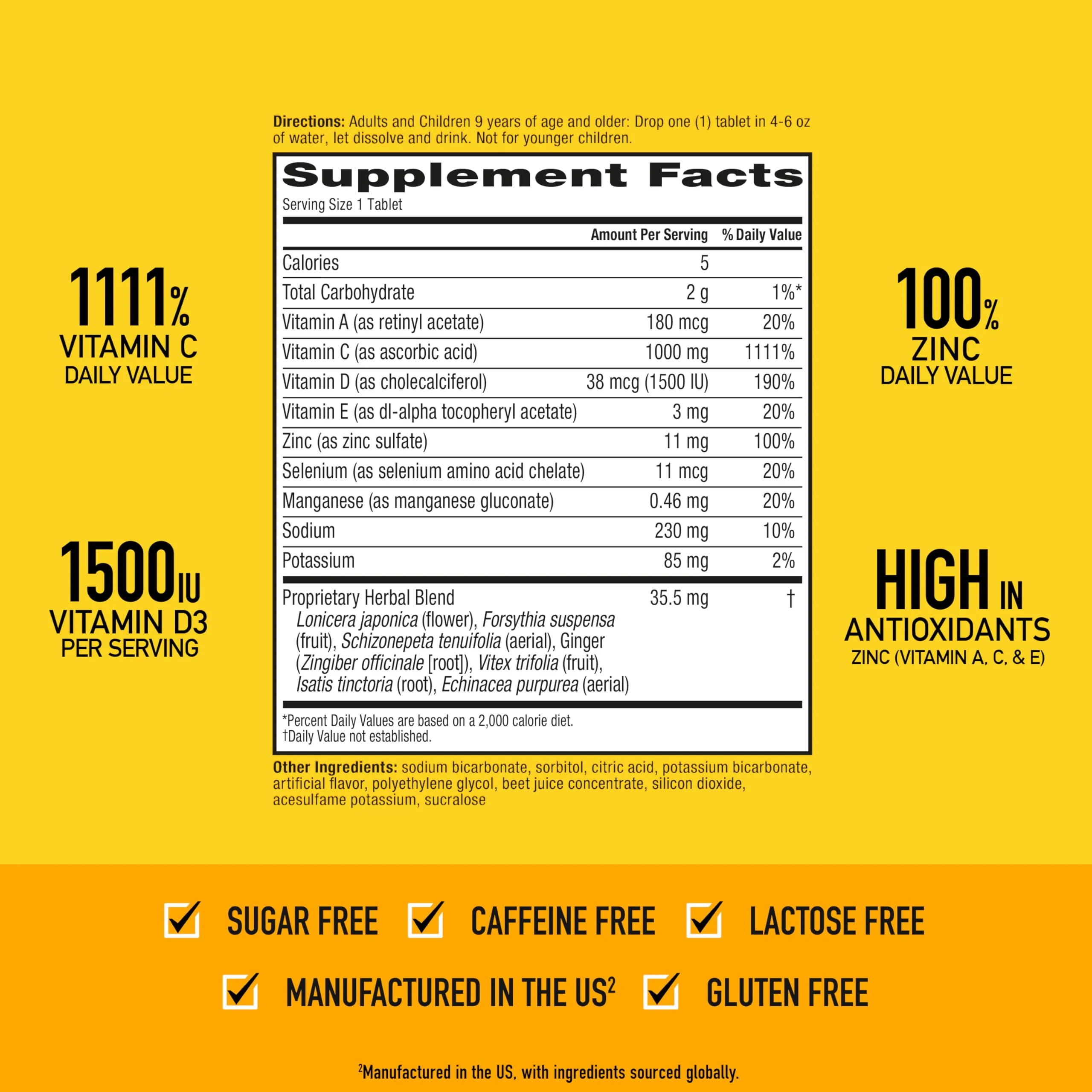 Vitamin C 1000mg (per serving) - Airborne Very Berry Effervescent Tablets (36 count in a box), Gluten-Free Immune Support Supplement, With Vitamins A C E, ZINC, Selenium, Echinacea & Ginger - Image 17