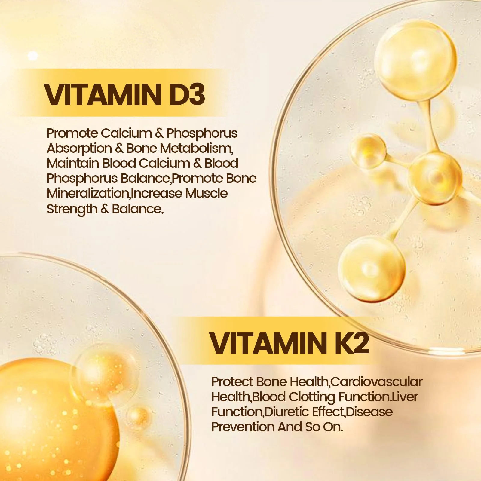 Vitamin D3 K2 10000 IU with MK7-300 Virgin Coconut Oil Softgels, 2 in 1 Vitamins D & K Complex | Vitamina D3 con K2 | Supports Calcium Absorption, Bone, Immune, & Heart Health – Easy to Swallow - Image 5