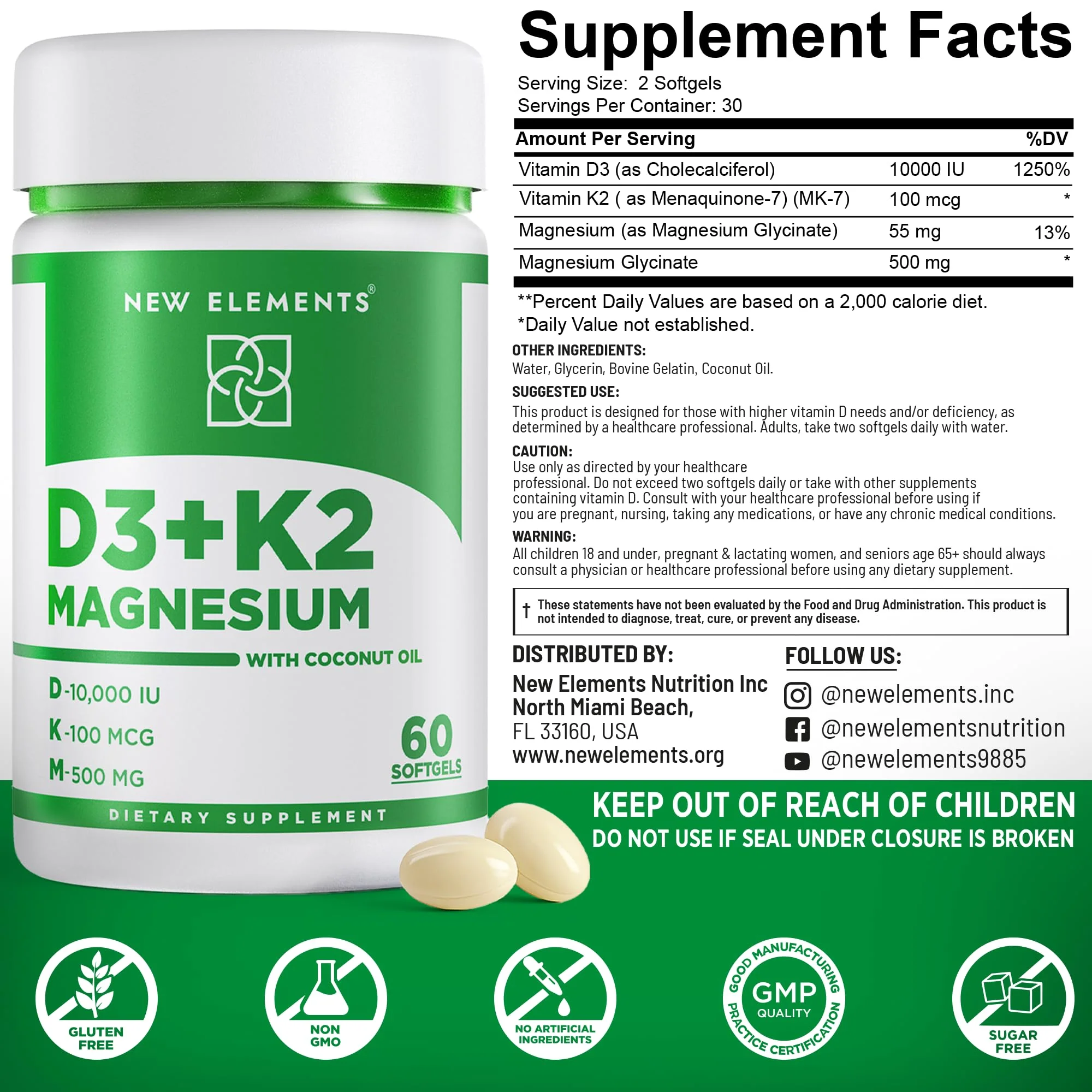 Vitamin D3 K2 10000iu with Magnesium Glycinate 500mg - Bone Health, Immune Support, Energy & Mood - Non-GMO, Gluten-Free, Sugar-Free Softgels for Women & Men - Image 5