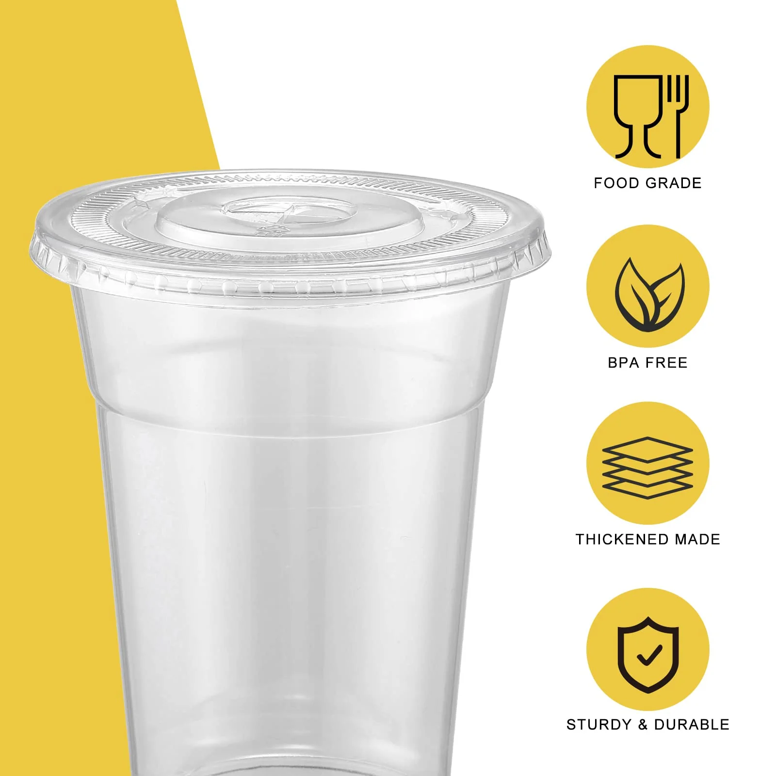 VITEVER [100 Sets - 16oz] Clear Plastic Cups with Lids and Straws, Disposable Iced Coffee Cups for Smoothie, Milkshake, Cold Drinks - BPA free - Image 6