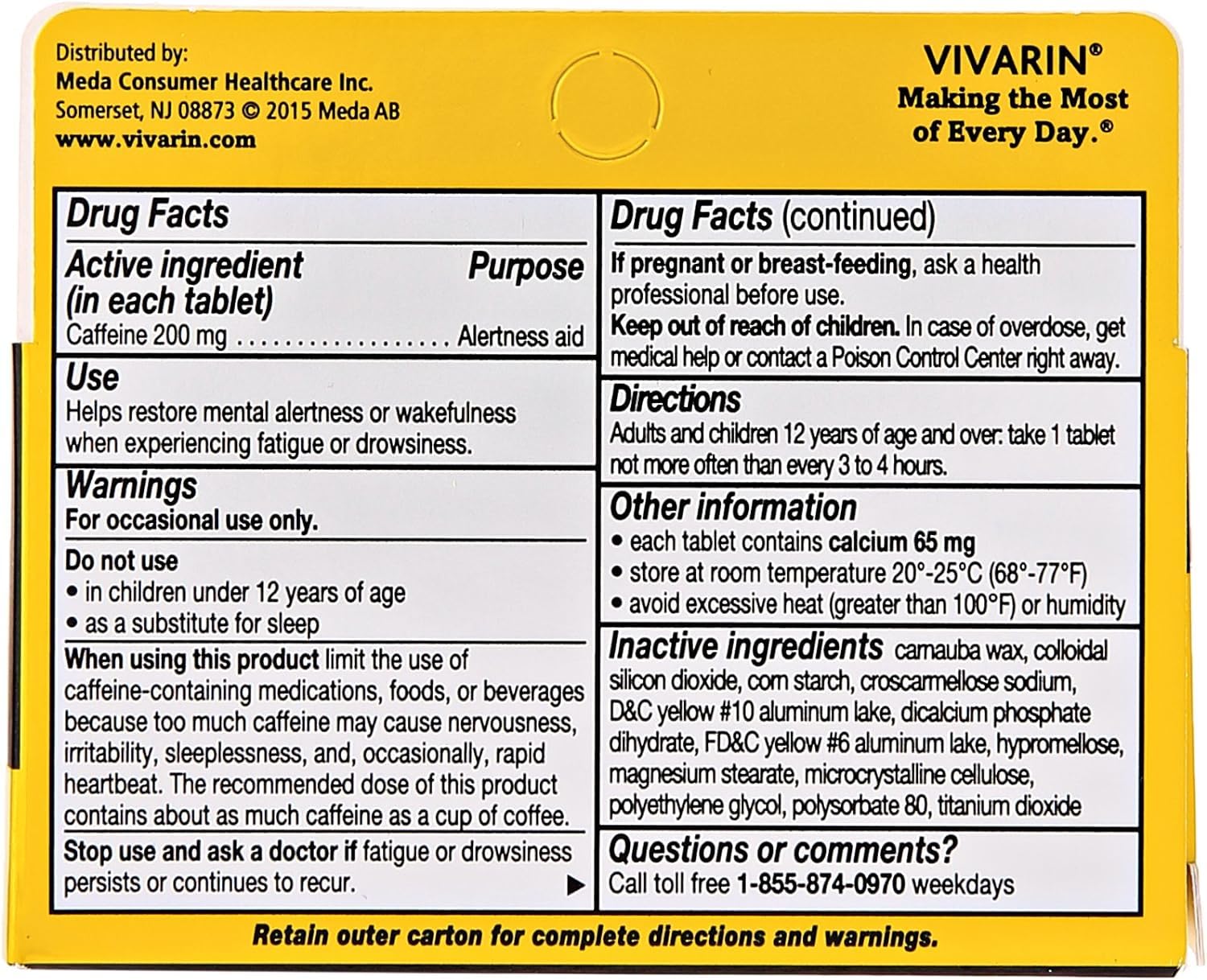 Vivarin Brand Alertness Aid, 40 Tablets (Pack of 4) - Image 4
