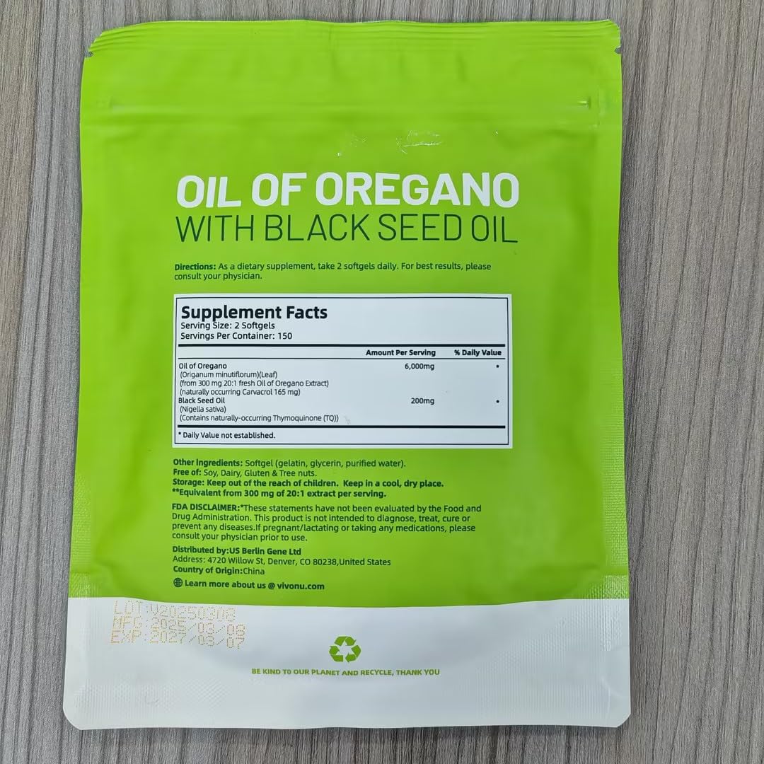 VivoNu Oil of Oregano Capsules, Balanced Oil of Oregano with Black Seed Oil, Organic Oregano Oil Softgels,Carvacrol,Thymoquinone, Non-GMO - Image 2