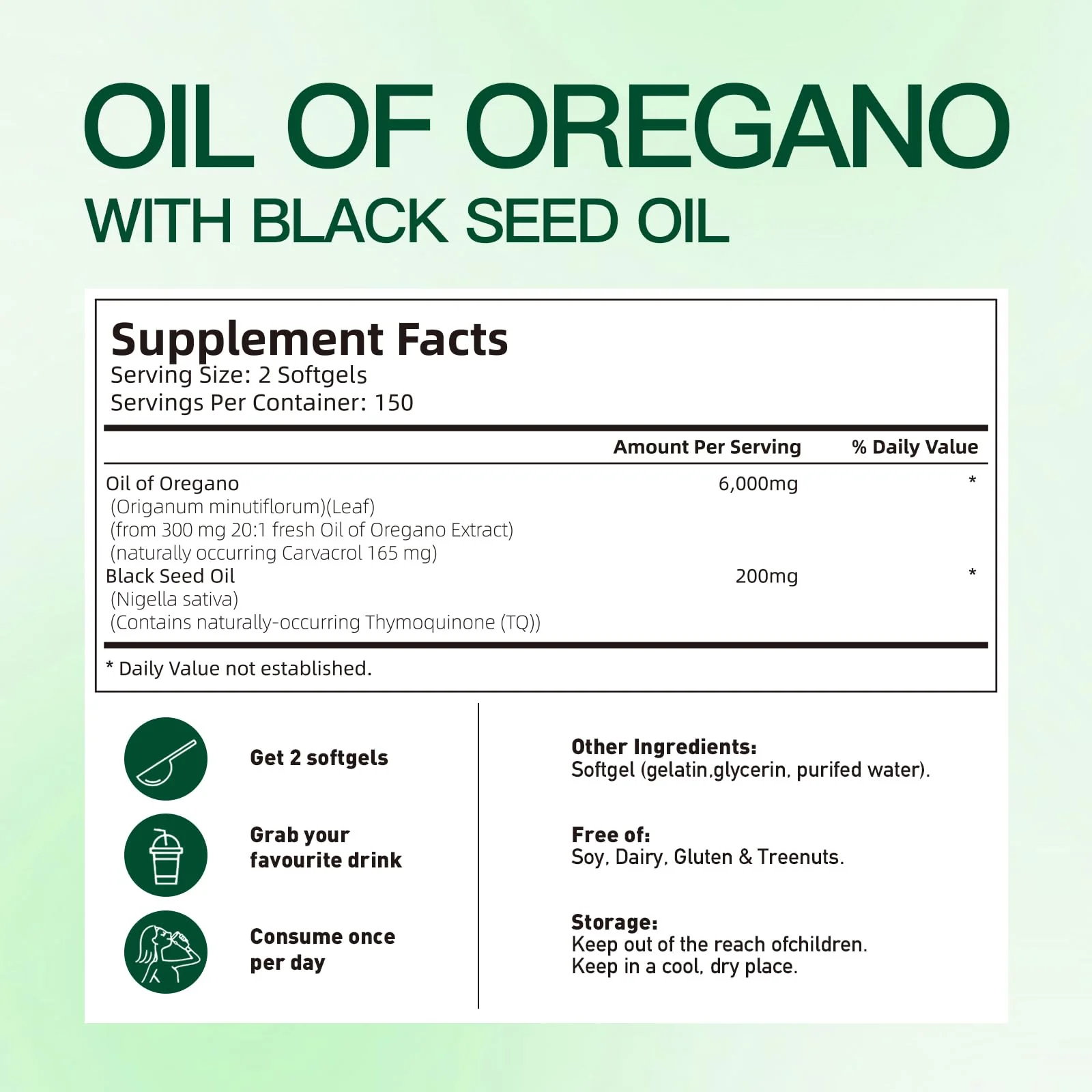 VivoNu Oil of Oregano Capsules, Balanced Oil of Oregano with Black Seed Oil, Organic Oregano Oil Softgels,Carvacrol,Thymoquinone, Non-GMO - Image 5
