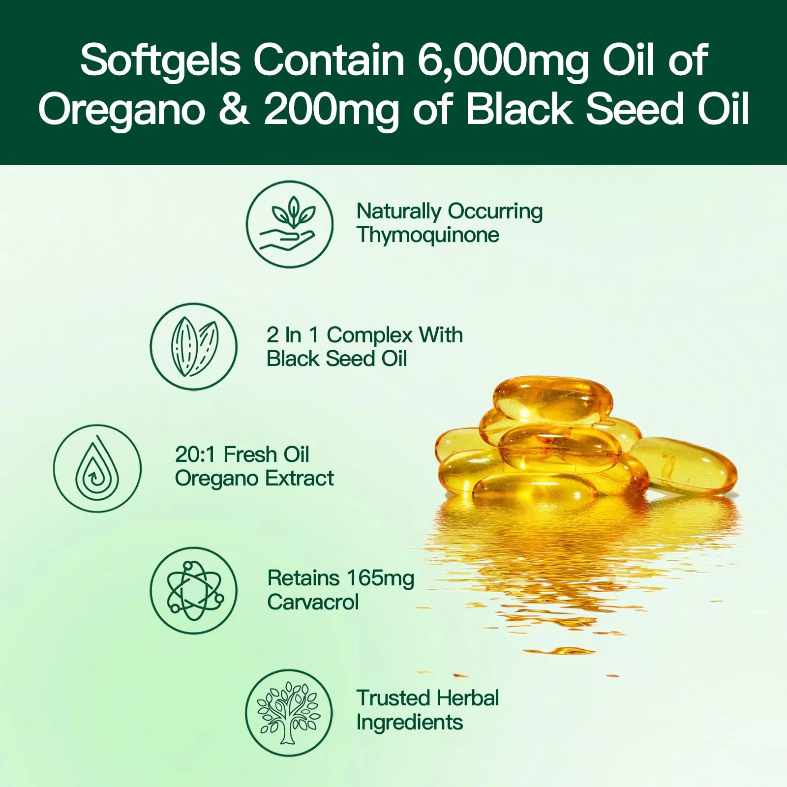 VivoNu Oil of Oregano Capsules, Balanced Oil of Oregano with Black Seed Oil, Organic Oregano Oil Softgels,Carvacrol,Thymoquinone, Non-GMO - Image 6