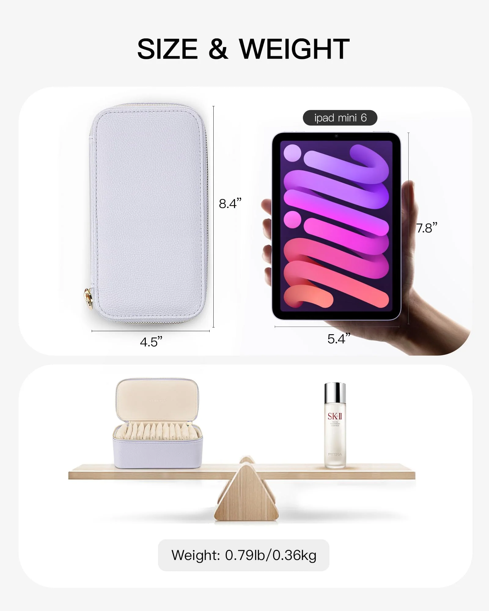 Vlando Jewelry Box with 12 Velvet Jewelry Bags Travel Jewelry Case for Girls Jewelry Organizers Necklace Rings Earrings Storage Bags Christmas Gifts Bridal Shower Gifts-Purple - Image 5