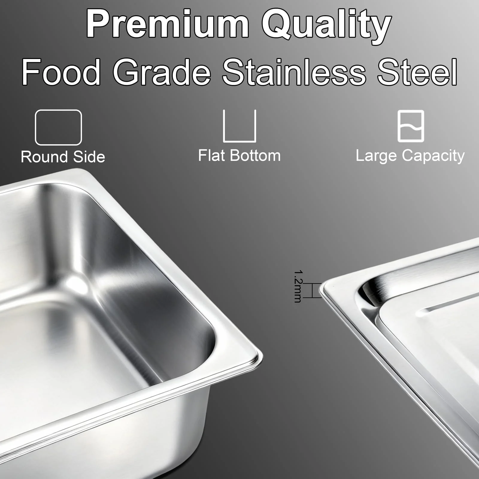 VOISEN 2 Pack Hotel Pans, 2.5" Deep, Anti-Jamming, Commercial Stainless Steel Steam Table & Catering Food Pans - Image 7