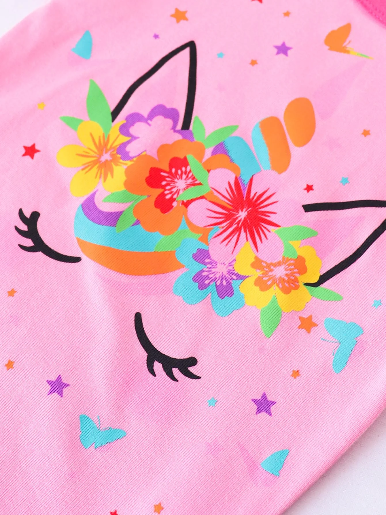 Vopawetty Girls 4-Piece Pajamas Cotton Christmas Pjs Set Kids Sleepwear (Pink Unicorn/Red Dots, 8) - Image 5