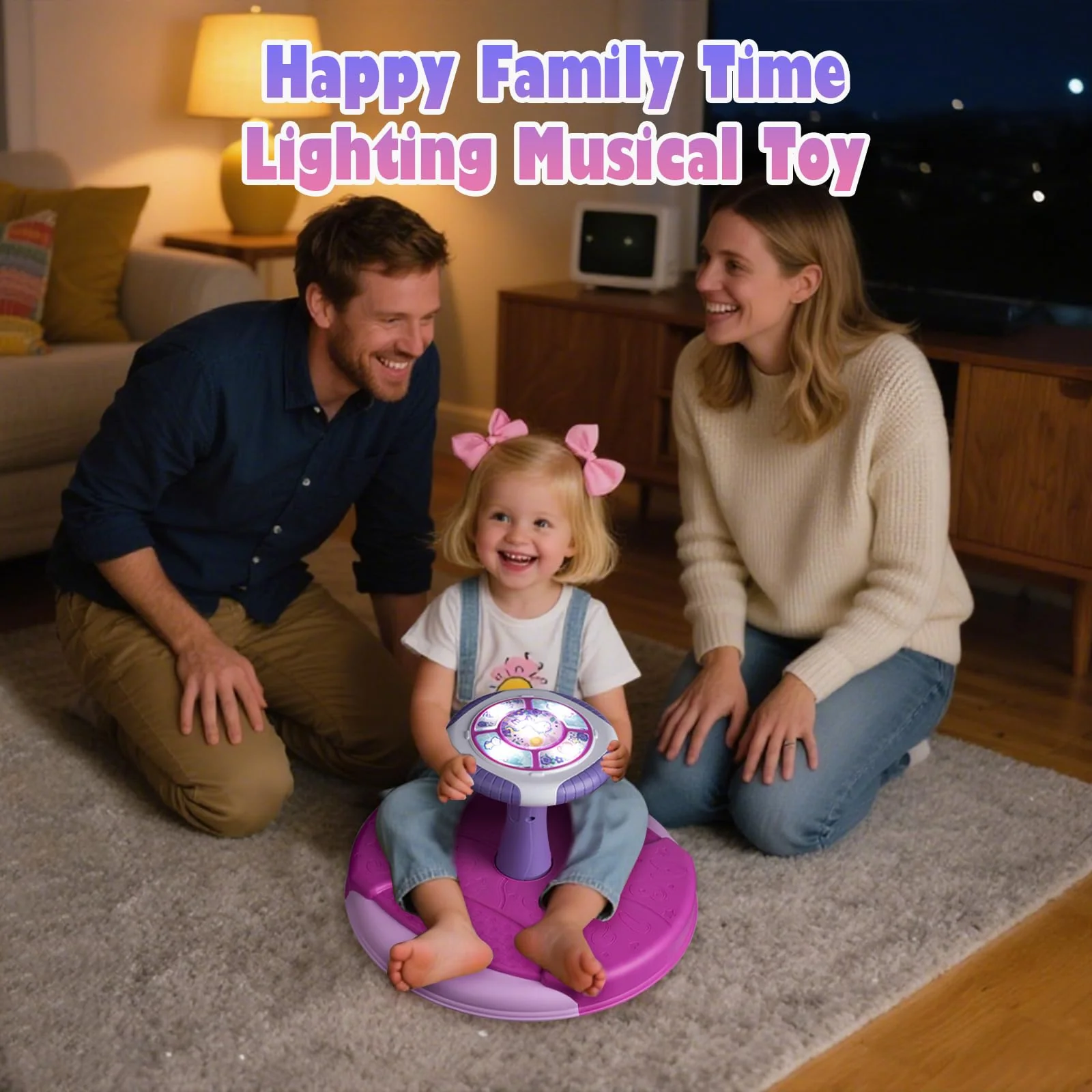 VROGTIK Sit and Spin Toys for Toddlers 1-3 Girls, 360° Toddler Spinning Seat with LED Lights and Music Christmas Birthday Gift for 1 2 3 Years Old Girl Sensory Toys Toddler Activities - Image 4