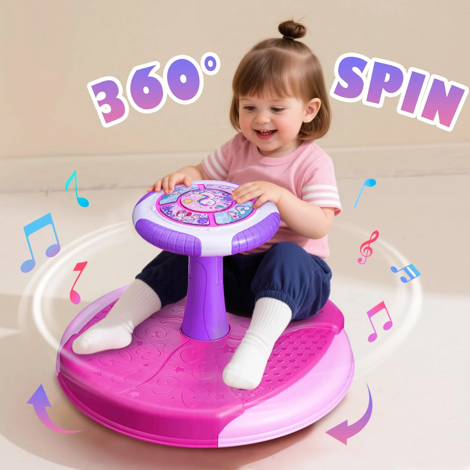 VROGTIK Sit and Spin Toys for Toddlers 1-3 Girls, 360° Toddler Spinning Seat with LED Lights and Music Christmas Birthday Gift for 1 2 3 Years Old Girl Sensory Toys Toddler Activities - Image 7