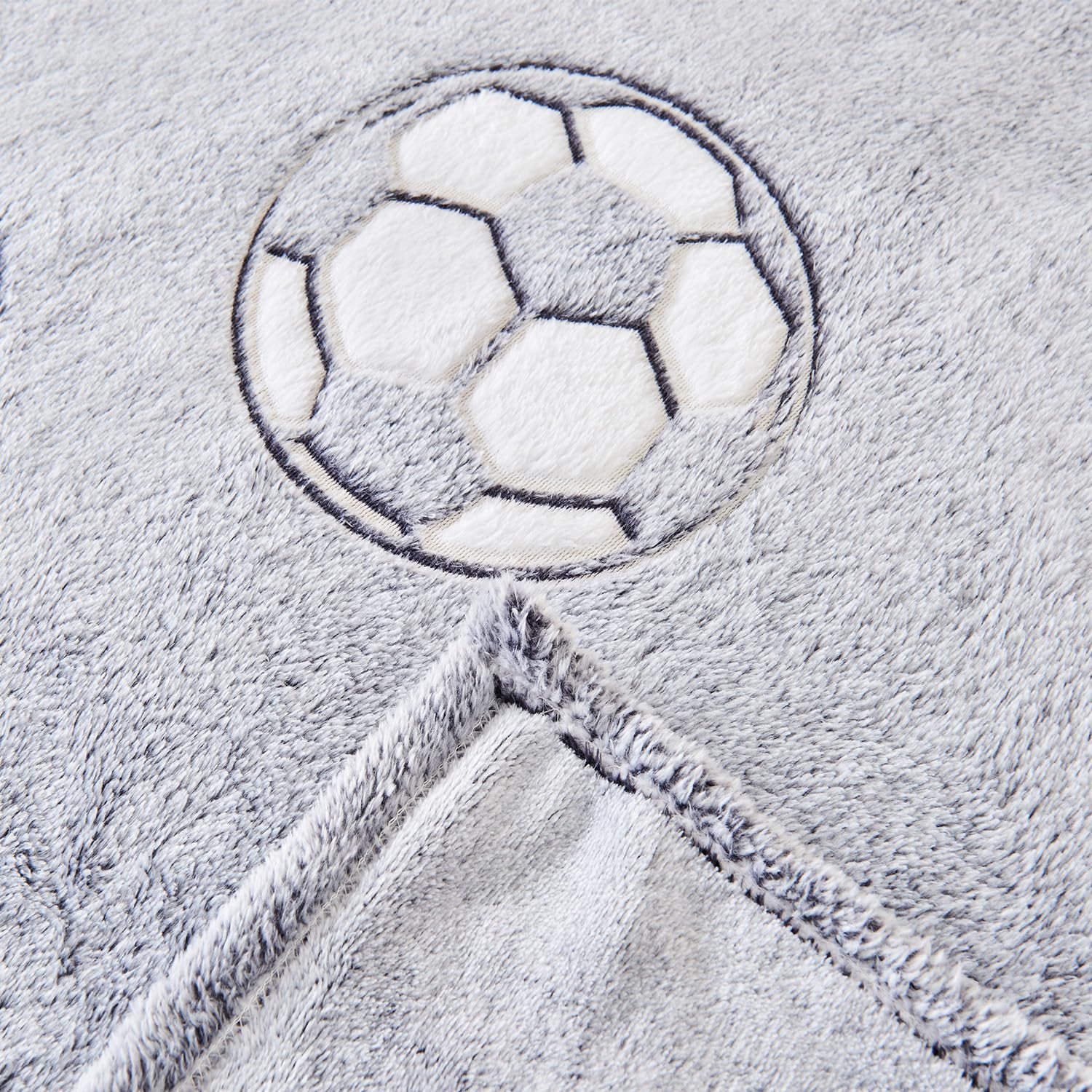 Wajade Soccer Gifts Toys for Boys Girls - Glow in The Dark Soccer Blanket Birthday Christmas Decor for Kids Age 3 4 5 6 7 8 9 10 11 12 Years Old Teens Child Toddler Throw Light Grey 60"x80" - Image 4