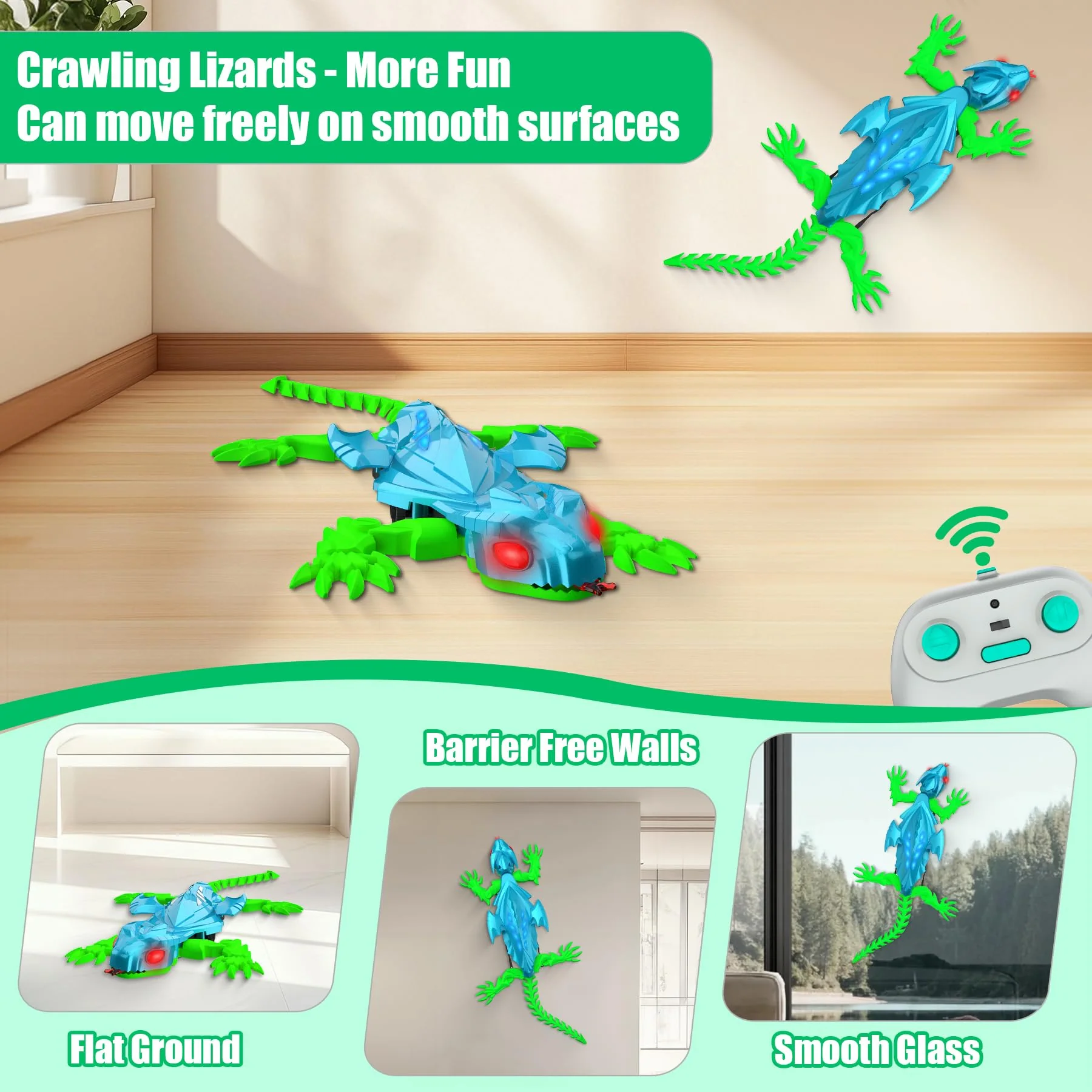 Wall Climbing Lizard, Robot Lizards Rechargeable Remote Control Car Toy RC Cars Toys for Kids RC Crawler for Boys & Girls Ages 6 & Up Halloween Christmas Birthday Gifts (Blue) - Image 5