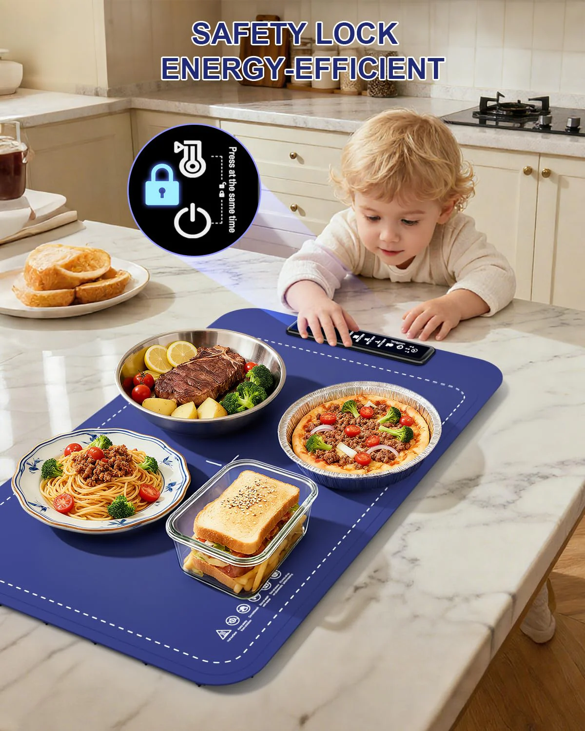 Warming Mat for Food, Electric Warming Tray for Dishes, Portable Heating Pad with 6 Hours Shut-Off, Silicone Food Warmer for Buffet, Party and Countertop with 4 Temperature Levels and Smart Timer - Image 2