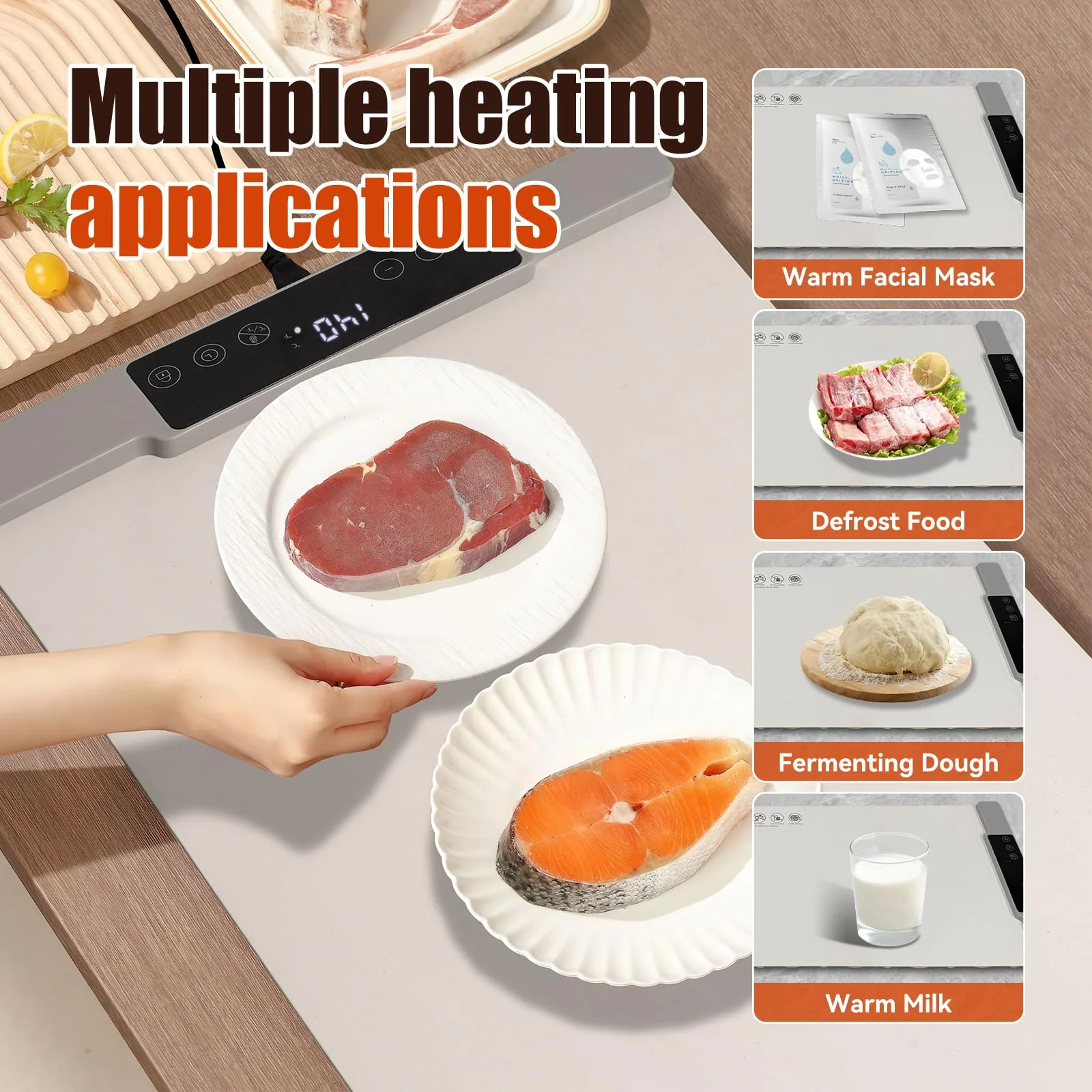 Warming Mat for Food Extra Large 35.4”x13.4” 7 Temperature Settings Silicone Food Warming Mat Roll up Food Warmer with Full Surface Heating Warming Pad Electric Warming Tray for Buffets Party Home - Image 5