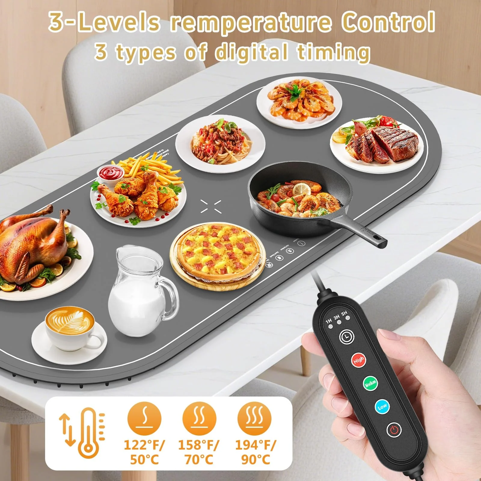 Warming Mat for Food Extra Large,36x16 Food Warming Mats for Countertop,Heating Mat for Food,Silicone Food Warmer Mat,Food Warmers for Parties Buffet,Warming Trays for buffets Party - Image 5