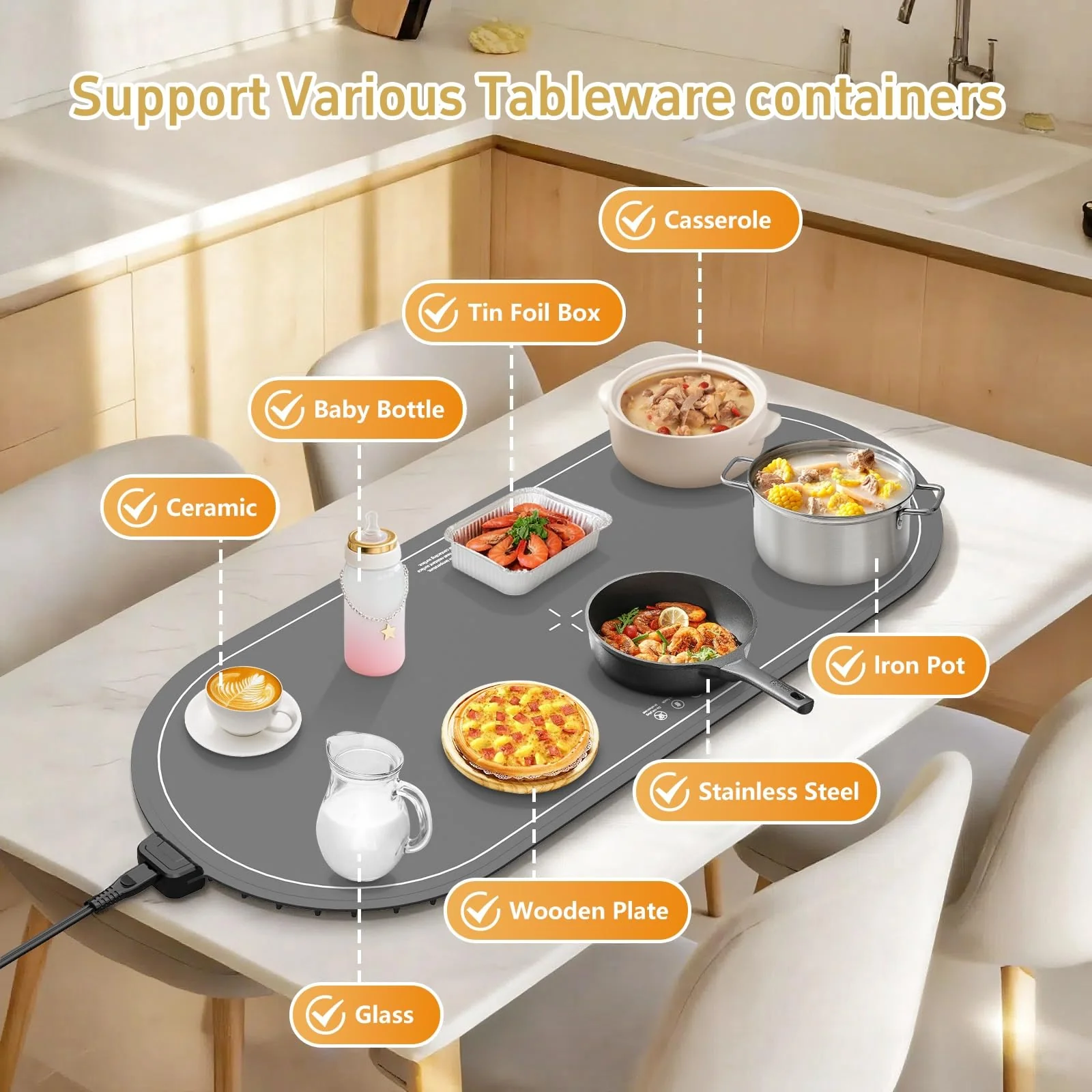 Warming Mat for Food Extra Large,36x16 Food Warming Mats for Countertop,Heating Mat for Food,Silicone Food Warmer Mat,Food Warmers for Parties Buffet,Warming Trays for buffets Party - Image 6