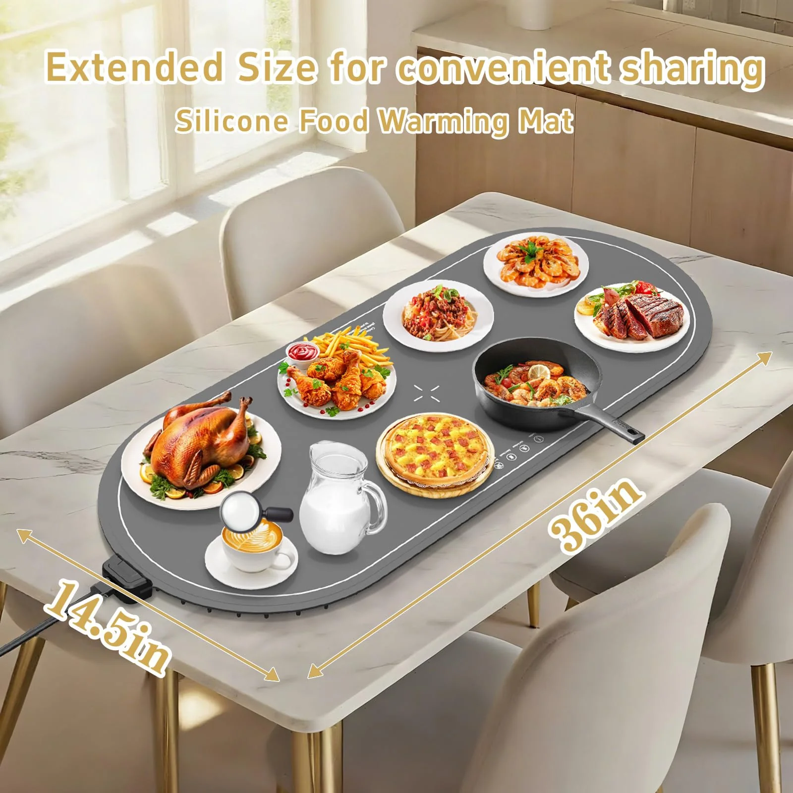 Warming Mat for Food Extra Large,36x16 Food Warming Mats for Countertop,Heating Mat for Food,Silicone Food Warmer Mat,Food Warmers for Parties Buffet,Warming Trays for buffets Party - Image 7