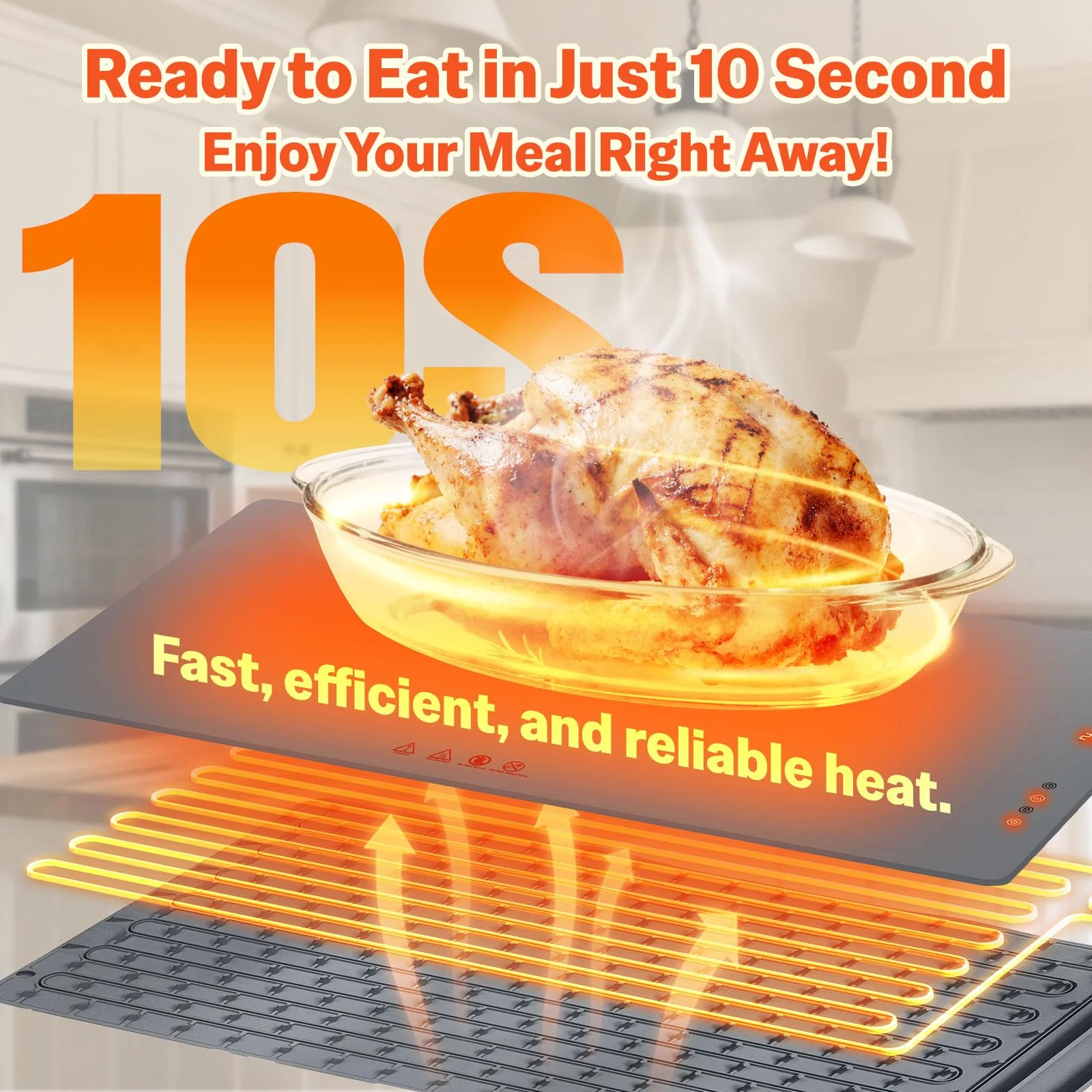 Warming Mat For Food Extra Large 36"x16" Quick, Full-Surface Heating Portable Food Warming Mat 6 Temp Levels, 8-Hour Timer, IPX7 Electric Warming Trays Rollable Silicone Food Warmer for Parties Buffet - Image 9