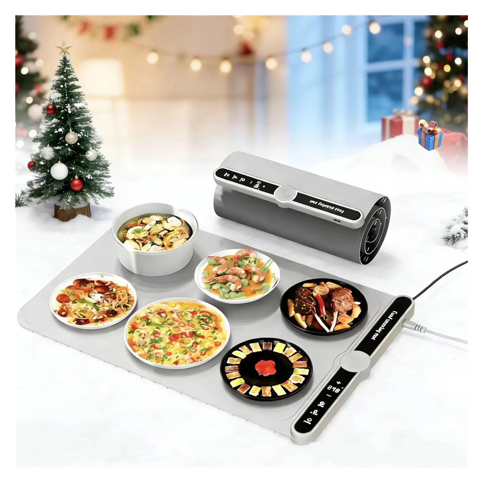 Warming Mat for Food, Food Warmers Mat, Fast Full-Surface Heating Mat for Food, Silicone Food Warmer, Electric Warming Tray for Parties Buffet,Gatherings,Everyday Use(Gray) - Image 3