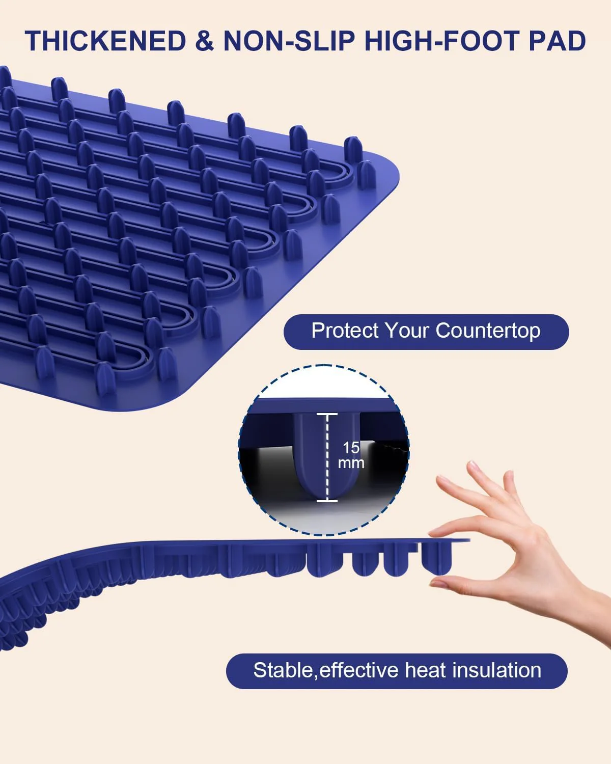 Warming mat for Food, Food Warming Mat - New Upgraded Fast Heating Silicone Electric Warming Tray, Larger Touch Screen, Higher Feet, Roll Up Warming Mat for Food, Portable Food Warmer, Blue - Image 3