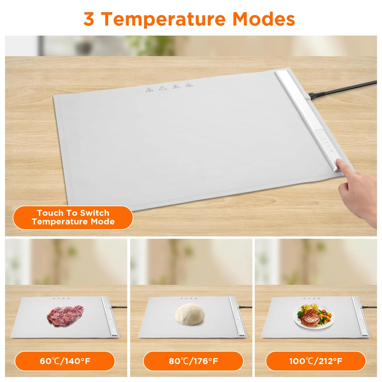 Warming Mat for Food, Food Warming Mat,White Elephant Gifts,Portable Electric Warming Tray for Food,with 3 Temperature Settings,Food Warmer for Buffet Party, Sabbath, Gatherings, Daily Use - Image 8
