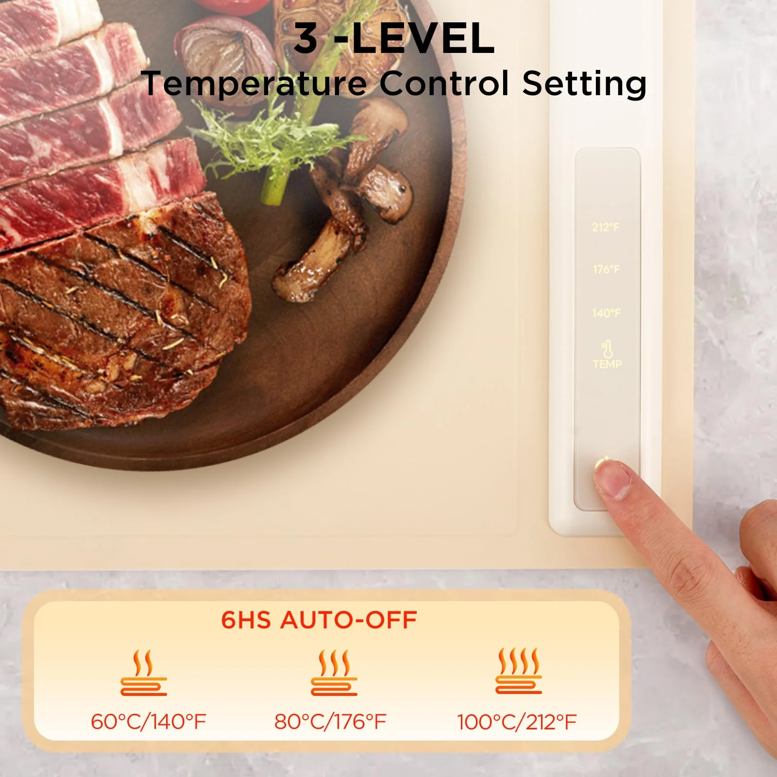Warming Mat for Food,Food Warming Mat,White Elephant Gifts, Portable Electric Warming Tray for Food,with 3 Temperature Settings,Food Warmer for Buffet Party, Sabbath, Gatherings, Daily Use(Cream) - Image 7