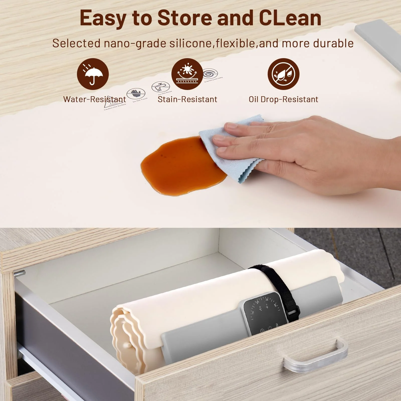 Warming Mat for Food, Food Warming Mat, White Elephant Gifts, Portable Electric Warming Tray for Food,with 5 Temperature Settings,Heating Mat for Food,Food Warmer for Buffet Party, Daily Use - Image 3