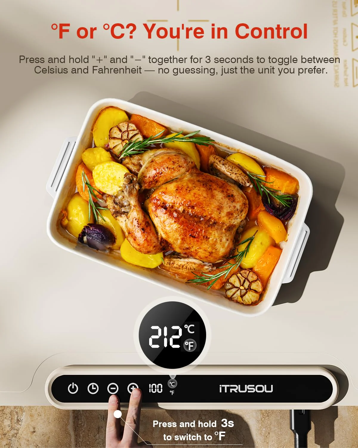 Warming Mat for Food, iTRUSOU Electric Warming Tray 99H Continuous Heat,7 Temp Settings,Patented Full-Surface Heating,°F/°C Switch,Flexible Roll-Up Food Warmers for Parties Buffet,Everyday Use - Image 6