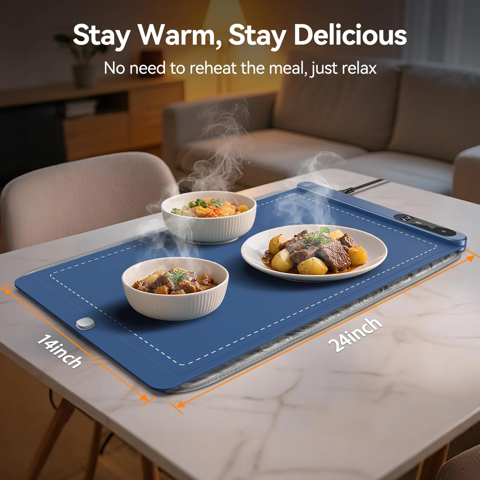 Warming Mat for Food - Rapid Full Surface Food Warming Mat, 6 Temp Settings, 6 H Timer Electric Warming Tray, Rollable Portable Warming Mat, Ideal for Parties, Buffets, Gatherings, 24x14 inch - Image 2