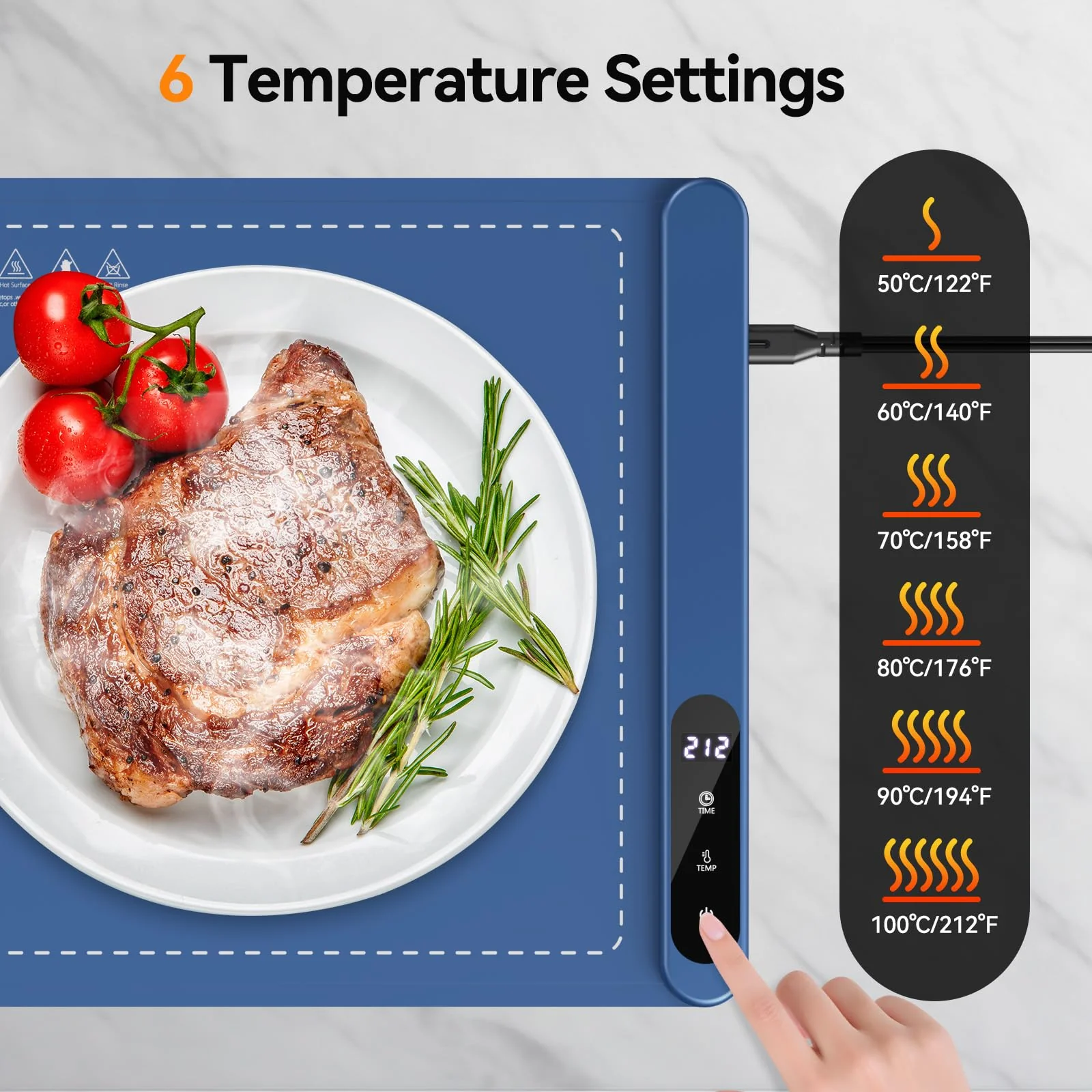 Warming Mat for Food - Rapid Full Surface Food Warming Mat, 6 Temp Settings, 6 H Timer Electric Warming Tray, Rollable Portable Warming Mat, Ideal for Parties, Buffets, Gatherings, 24x14 inch - Image 7