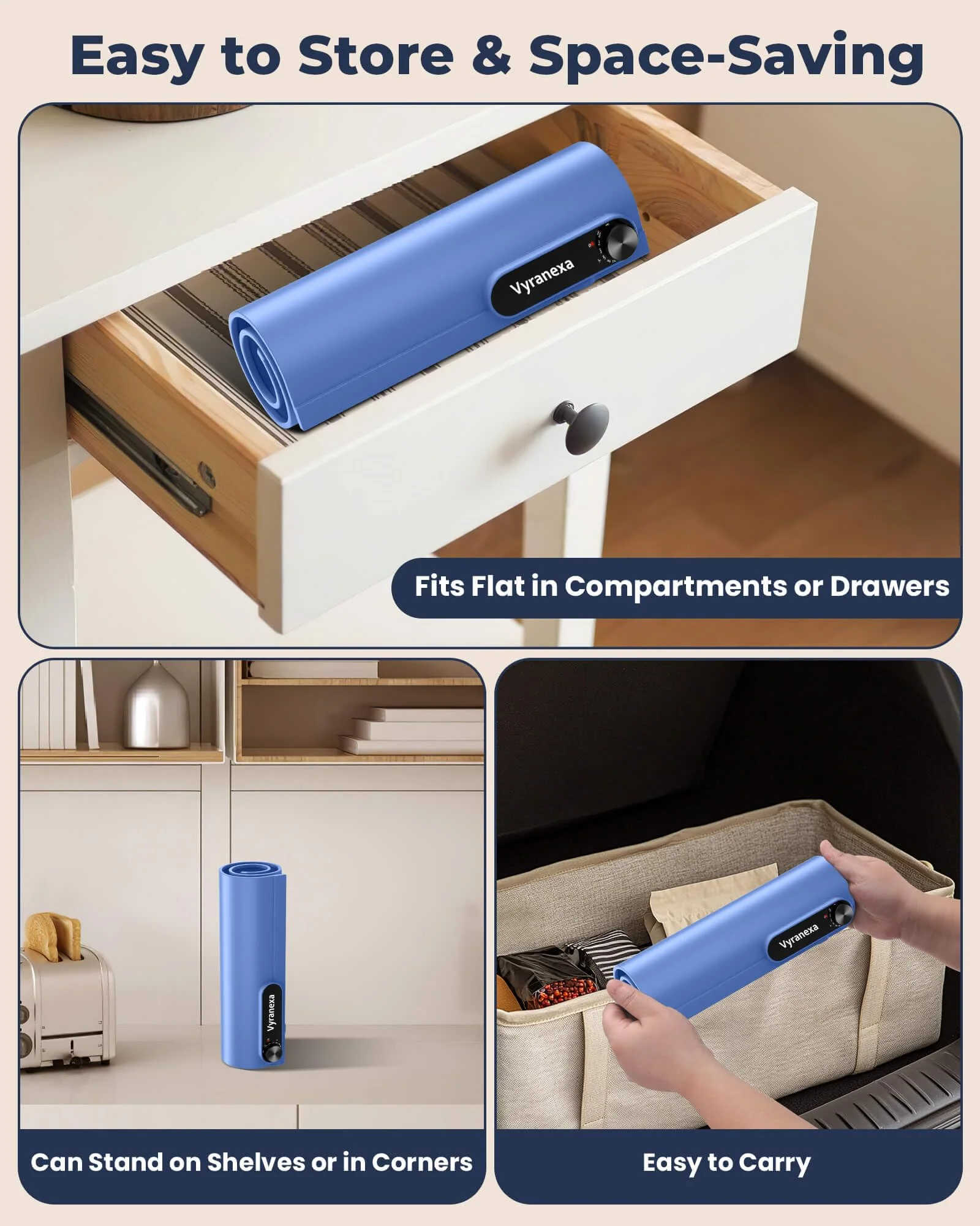 Warming Mat for Food - Space-Saving, Fits Two Baking Dishes, 7 Temp Settings, 4h Auto Shut-Off, Durable Silicone Surface, Easy to Clean, Perfect for Parties and Everyday Use (Blue, Medium) - Image 2