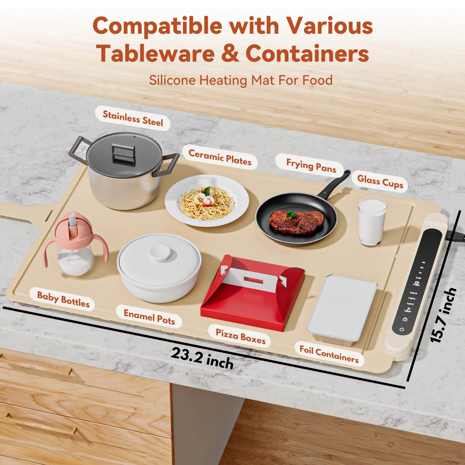 Warming Mat for Food Warmer Pad: 24"X16" Adjustable Foldable Silicone Electric Warming Tray for Buffets Party - Fast Heating Portable Hot Plates for Countertop Kitchen Travel Home Ideas - Image 6