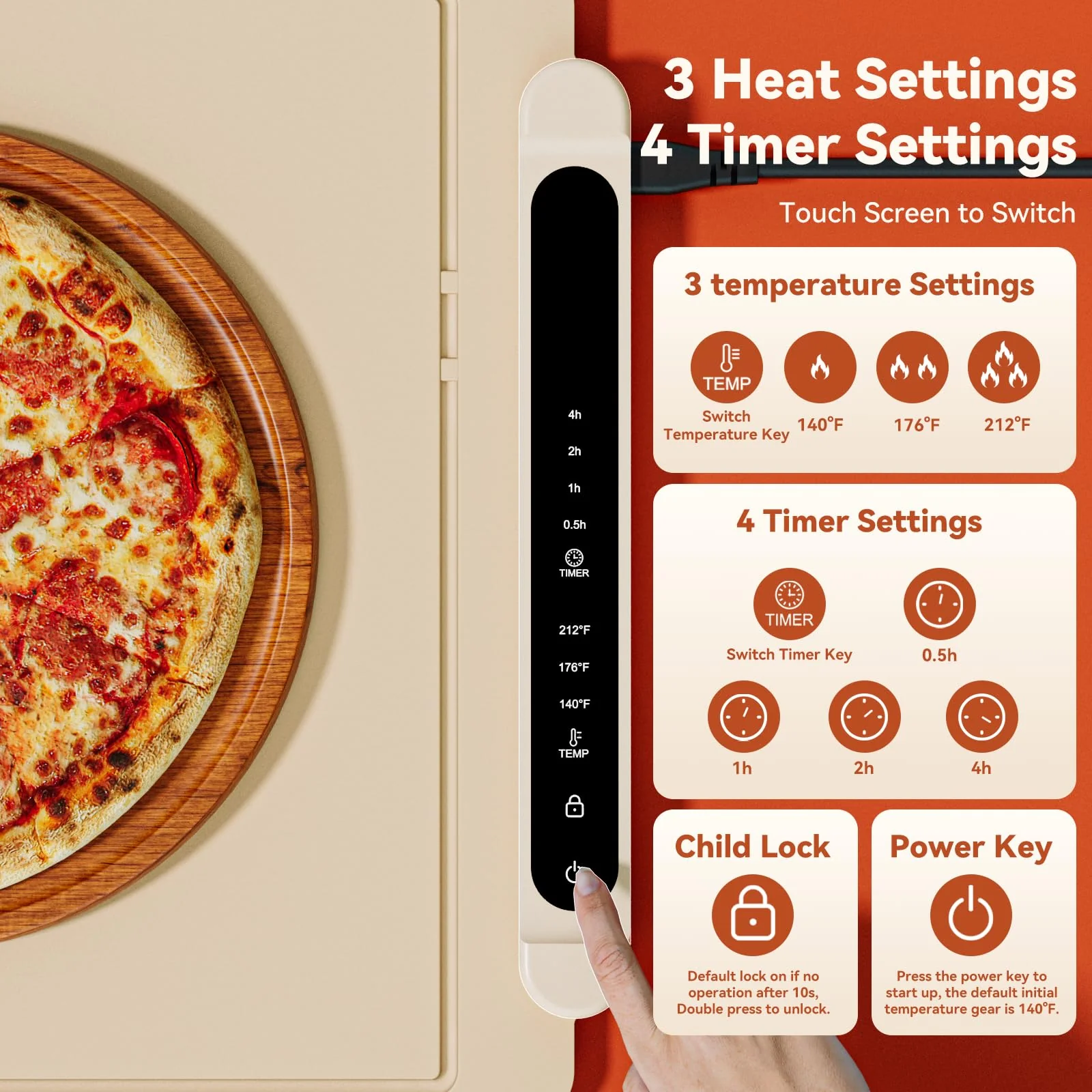 Warming Mat for Food Warmer Pad: 24"X16" Adjustable Foldable Silicone Electric Warming Tray for Buffets Party - Fast Heating Portable Hot Plates for Countertop Kitchen Travel Home Ideas - Image 7