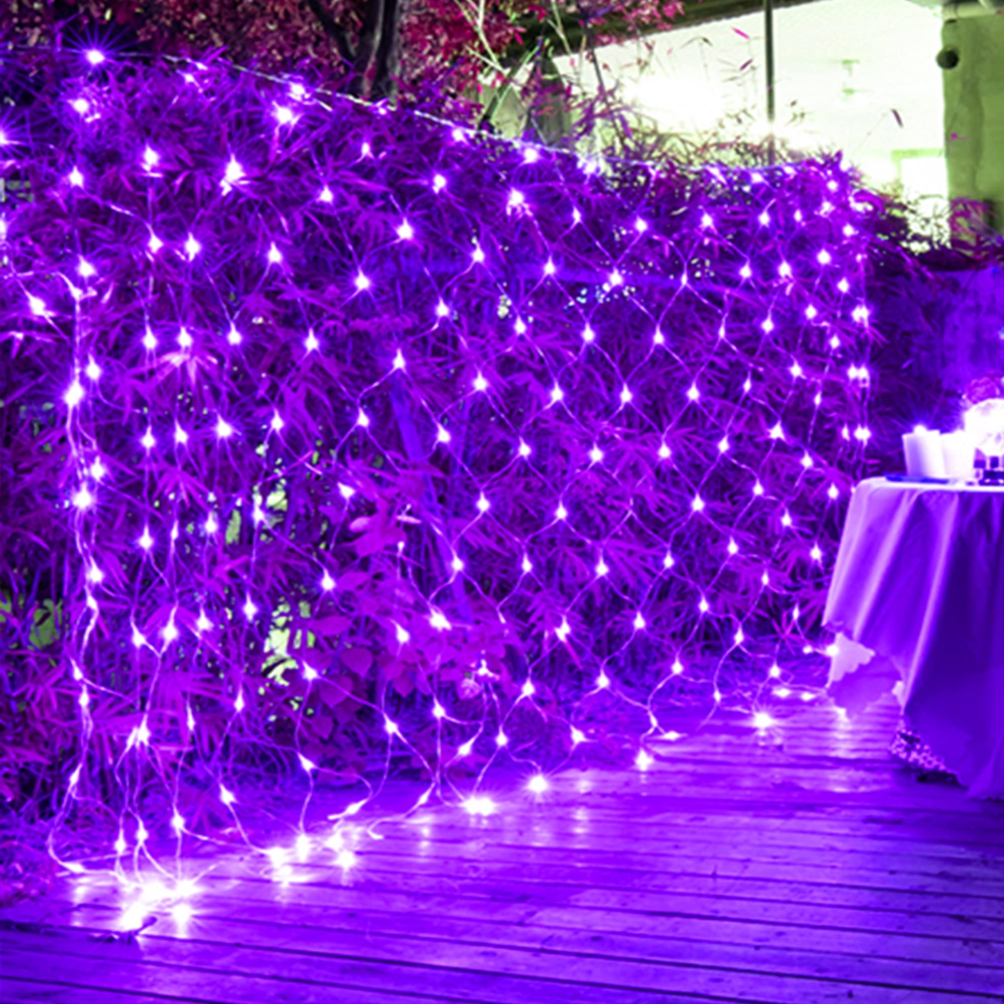 WATERGLIDE Outdoor Halloween Net Lights, 12FT x 5FT 360 LED Christmas Fairy Mesh Lights with 8 Lighting Modes, Connectable for Garden Xmas Tree, Bushes, Holiday Wedding Party Decorations, Purple - Image 2