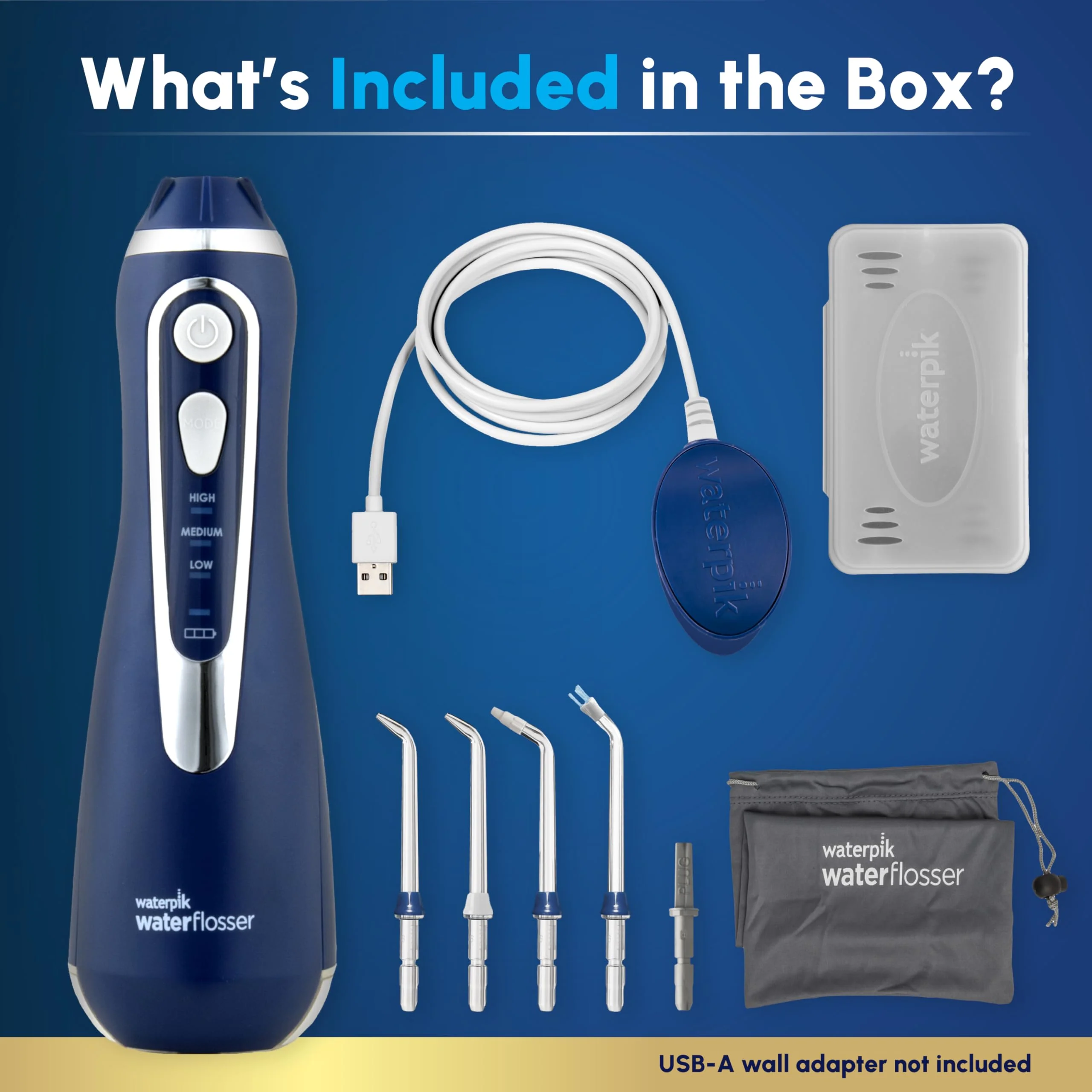 Waterpik Cordless Advanced 2.0 Water Flosser For Teeth, Gums, Braces, Dental Care With Travel Bag and 4 Tips, ADA Accepted, Rechargeable, Portable, and Waterproof, Blue WP-583, Packaging May Vary - Image 7
