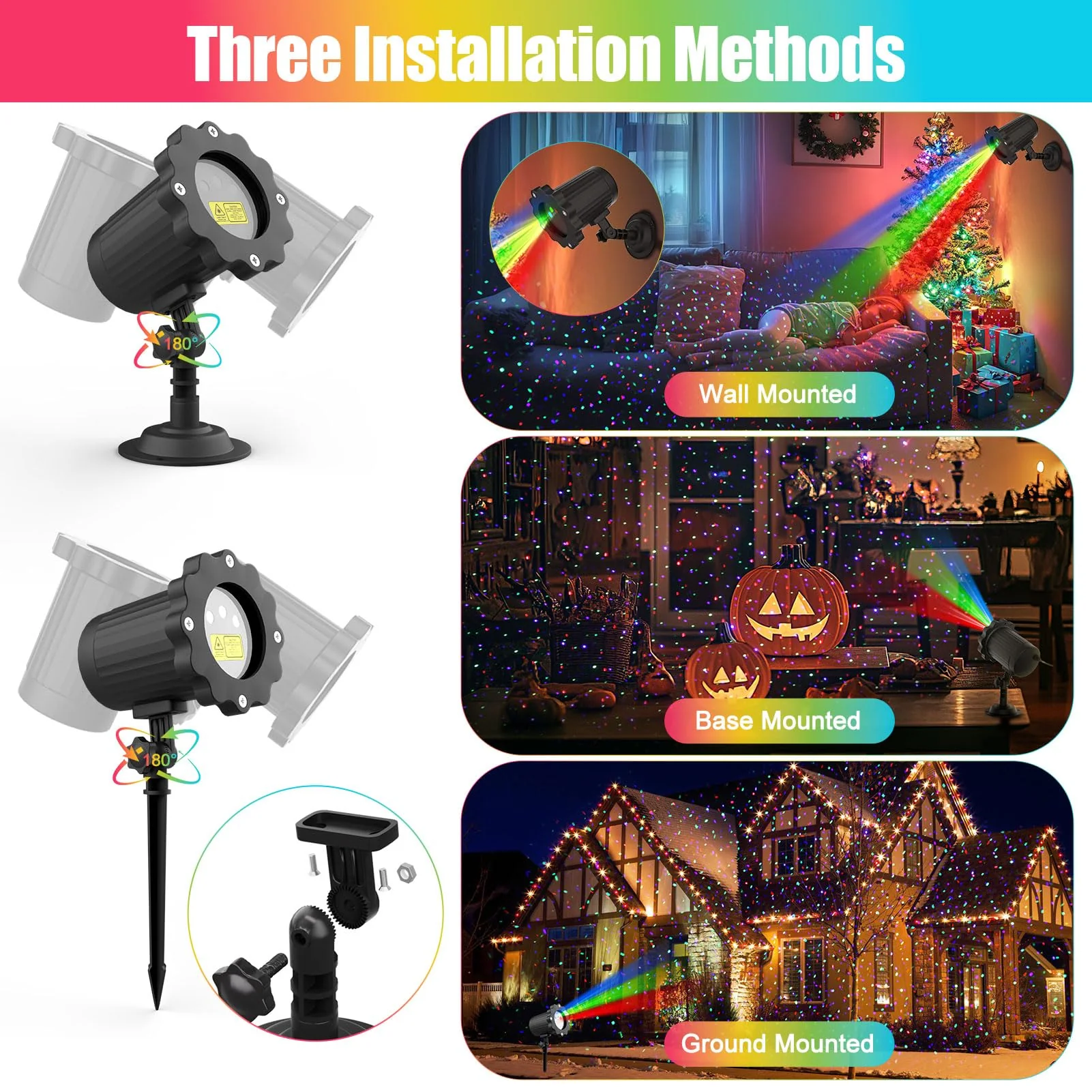 Waterproof Firefly Laser Projector Lights Outdoor,12 Effect Moving RGB Lights Show Laser Projection with RF Remote and Timer for Wedding Halloween Christmas Holiday Party Patio Garden Landscape Decor - Image 4