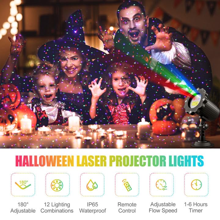 Waterproof Firefly Laser Projector Lights Outdoor,12 Effect Moving RGB Lights Show Laser Projection with RF Remote and Timer for Wedding Halloween Christmas Holiday Party Patio Garden Landscape Decor - Image 9