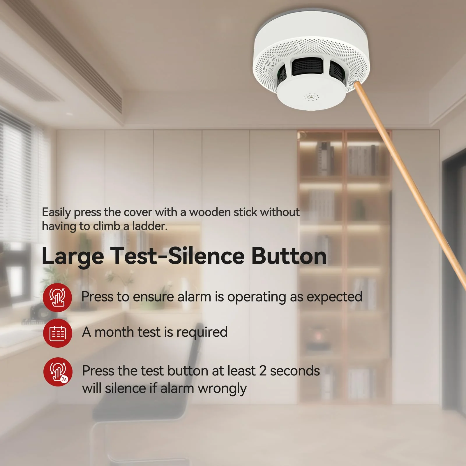 WeGoIOT Smoke & Carbon Monoxide Detector, 3-Year Battery Powered,Photoelectric Smoke Alarm with Test/Silence Button, Sound Warning and LED Light Indicators, JTY-GW-YB0520 - Image 7