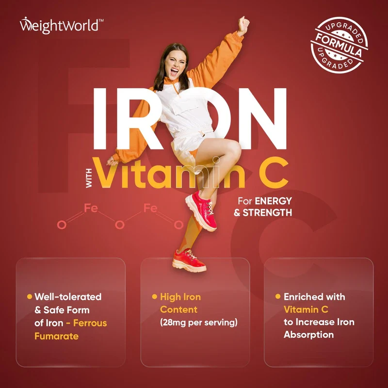 WeightWorld Iron Gummies with Vitamin C - 28mg - 120 Ferrous Fumarate Gummies (2 Months Supply) - Tasty Alternative to Iron Tablets - Immunity & Energy Supplements - Vegan Iron Supplements for Women & Men - Image 2