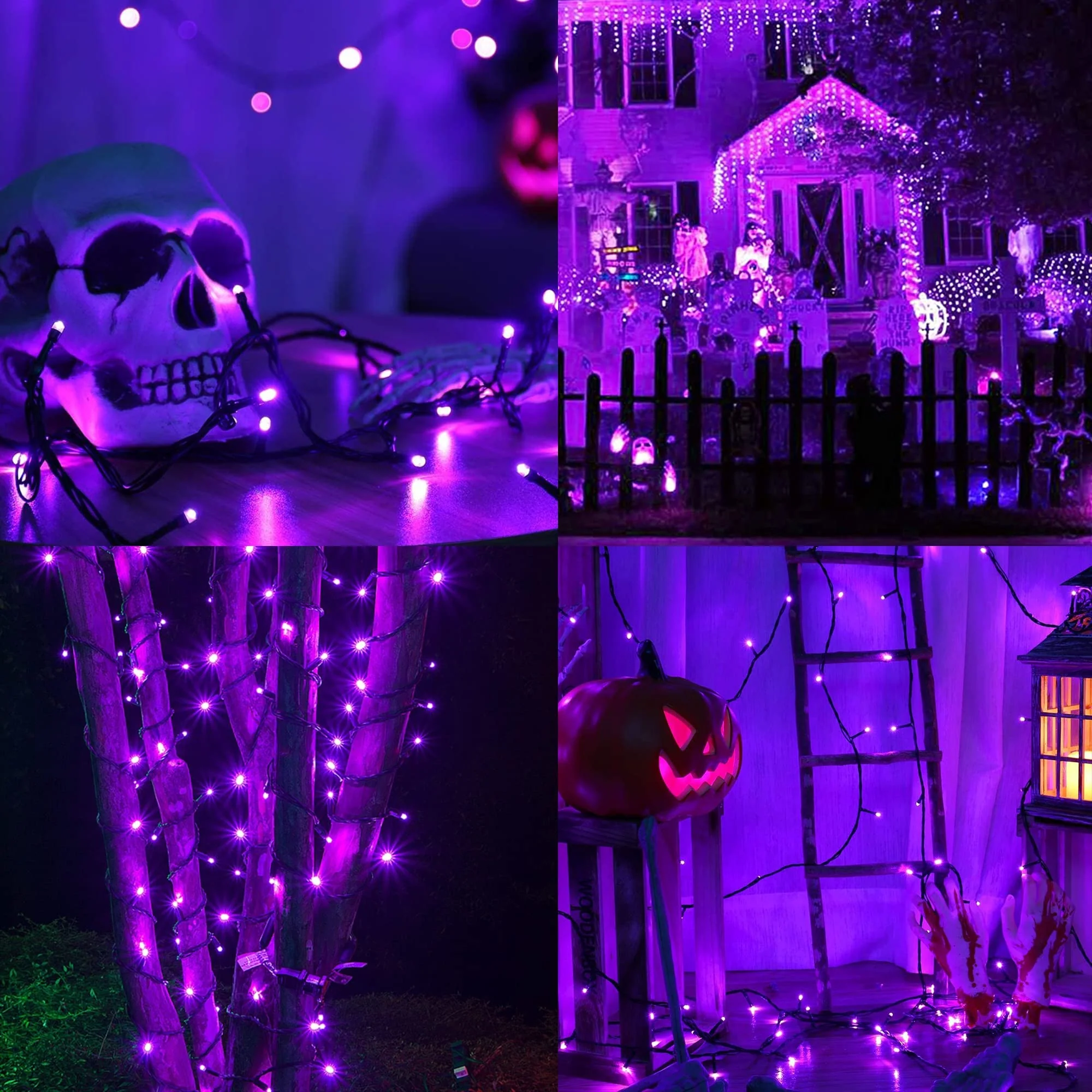 weillsnow 164FT 500 LED Purple Christmas Lights, 8 Modes Waterproof Plug in String Lights for Halloween Christmas Indoor Outdoor Yard Party Wedding Garden Home Decorations (Purple, 164FT) - Image 2