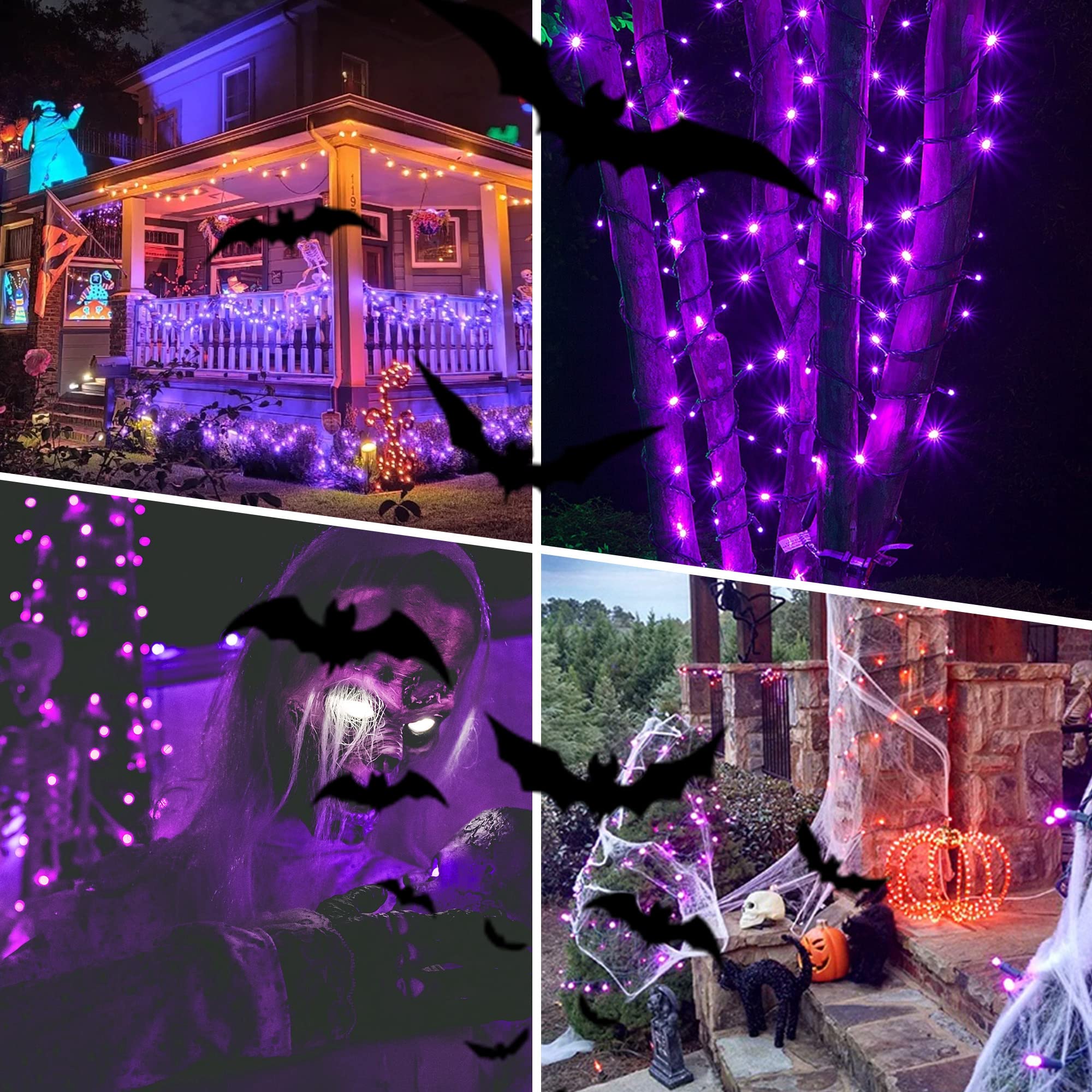 weillsnow 164FT 500 LED Purple Christmas Lights, 8 Modes Waterproof Plug in String Lights for Halloween Christmas Indoor Outdoor Yard Party Wedding Garden Home Decorations (Purple, 164FT) - Image 3