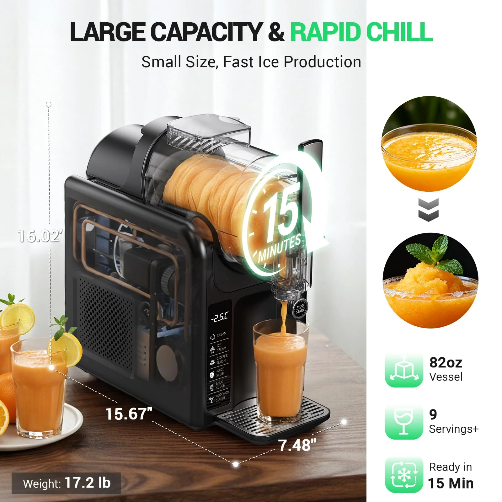 WETIE Slushie Machine, 82oz Slushy Maker with Adjustable Temperature, LED Display, Auto-Clean, 5-in-1 Frozen Drink Maker for Ice Cream, Frappés, Milkshake, Frozen Margaritas, 24H Running for Home - Image 6