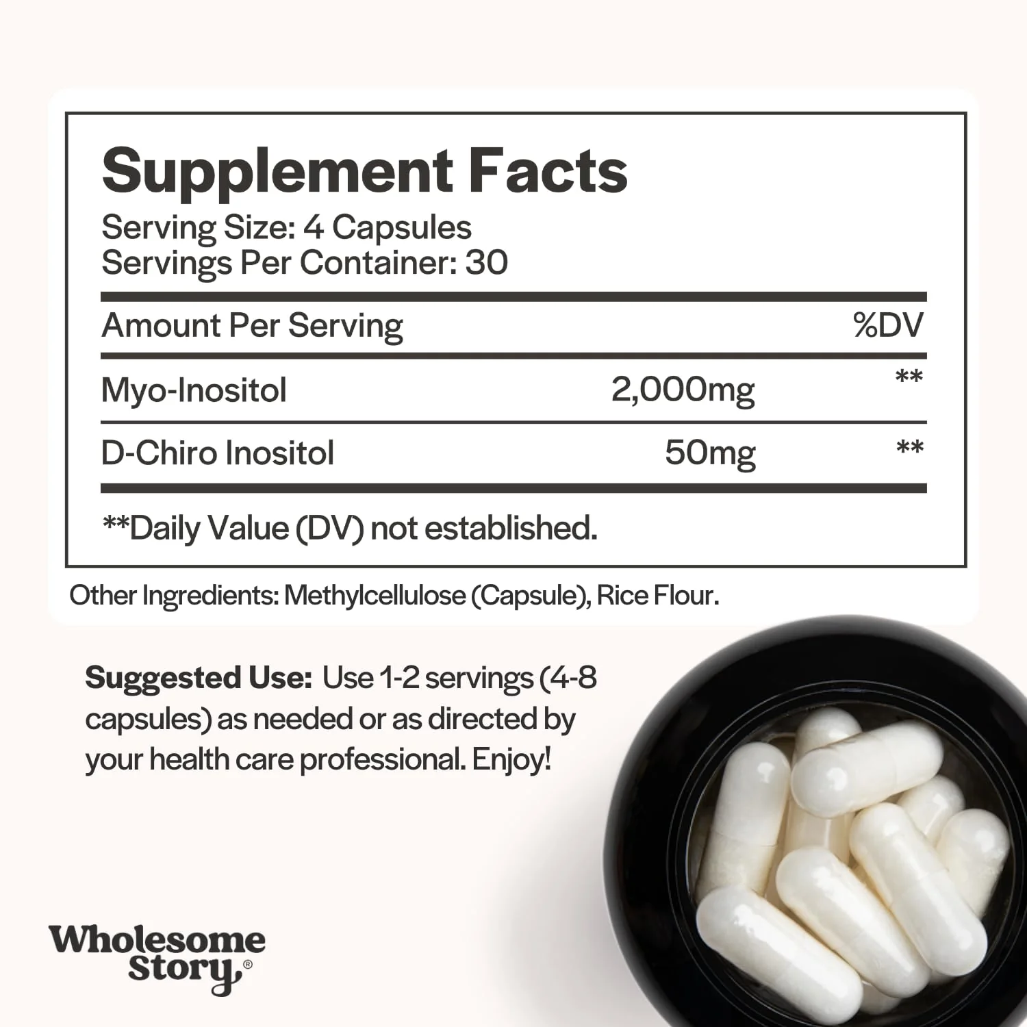 Wholesome Story Myo-Inositol & D-Chiro Inositol Supplement for Women | Fertility Supplements for Hormonal Balance & Ovarian Health Support | Myoinositol | Ideal 40:1 Ratio | 30 Servings - Image 6