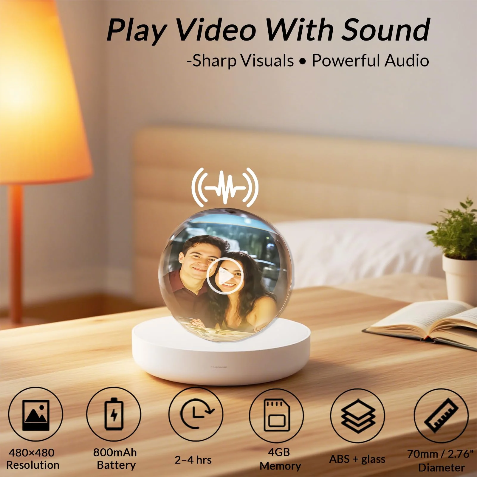 WINSD Memory Sphere Lamp 2.7" Crystal Ball Video Player Memory Orb Lamp Personalized Uploadable Videos & Photos Video Gift for Couples Friends Anniversary Birthday Christmas Gifts - Image 8