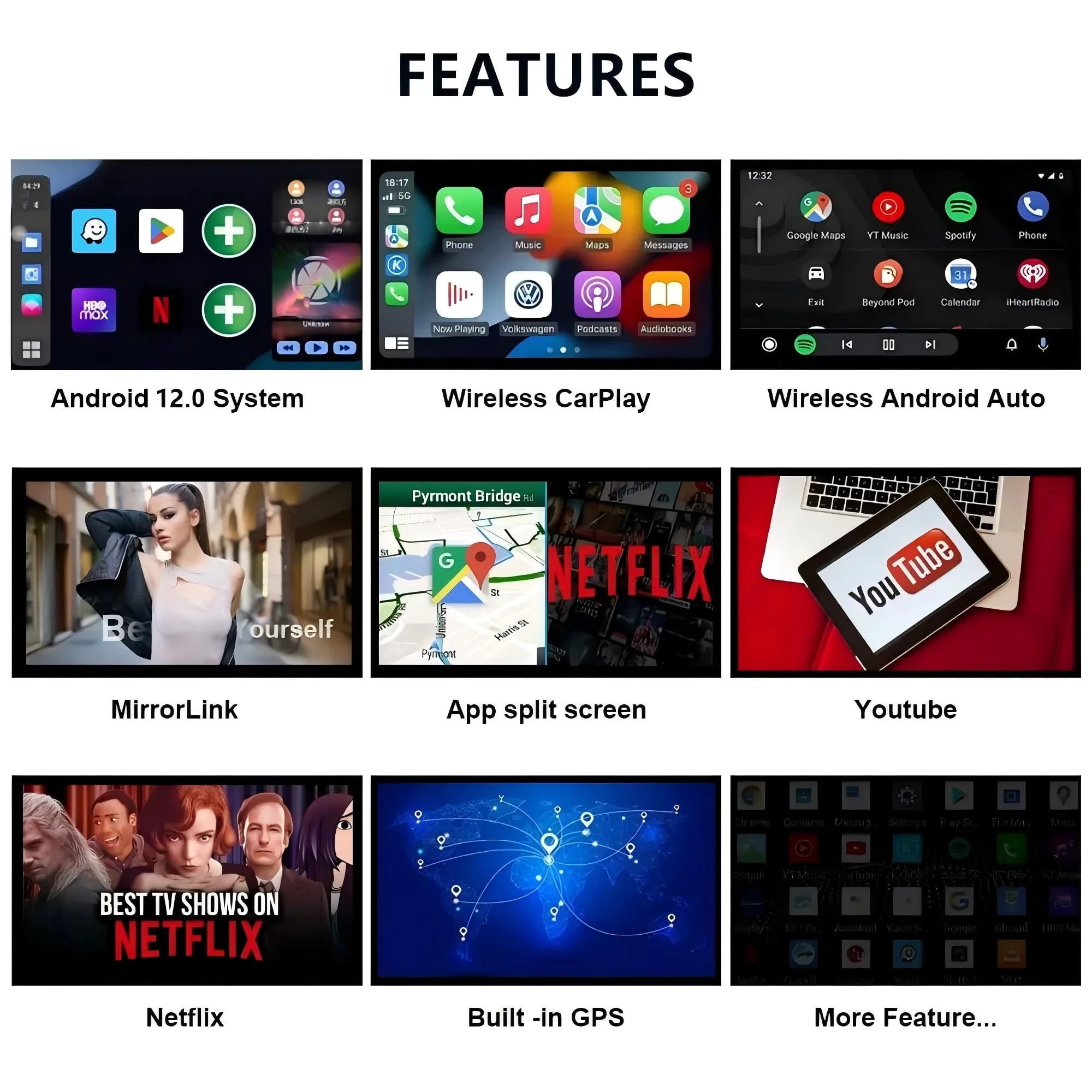 Wireless CarPlay Adapter, 2025 Upgrade with Netflix/YouTube/TF Card Plug & Play Dongle | Wireless Adapter for iPhone & Android Auto | Supports CarPlay for Cars | Dual System, 5G WiFi, Easy Setup 2+32G - Image 3