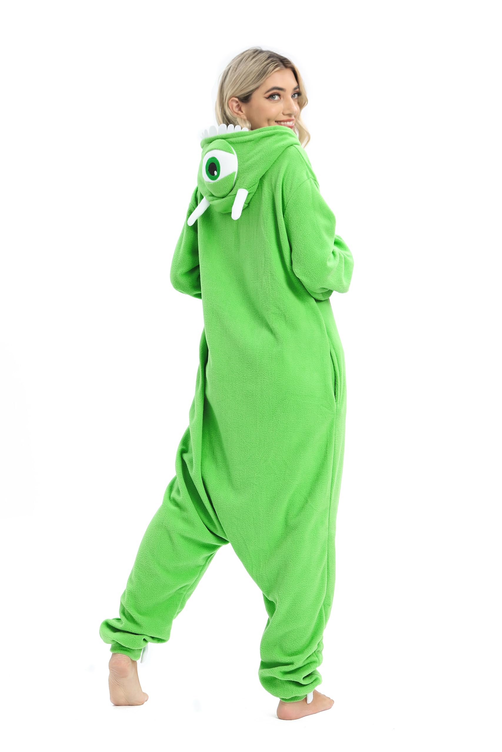 Wishliker Unisex Adult Mike Onesie Pajamas Animal Onesies Women Men Christmas Halloween Cosplay Costume Sleepwear Green - Image 2