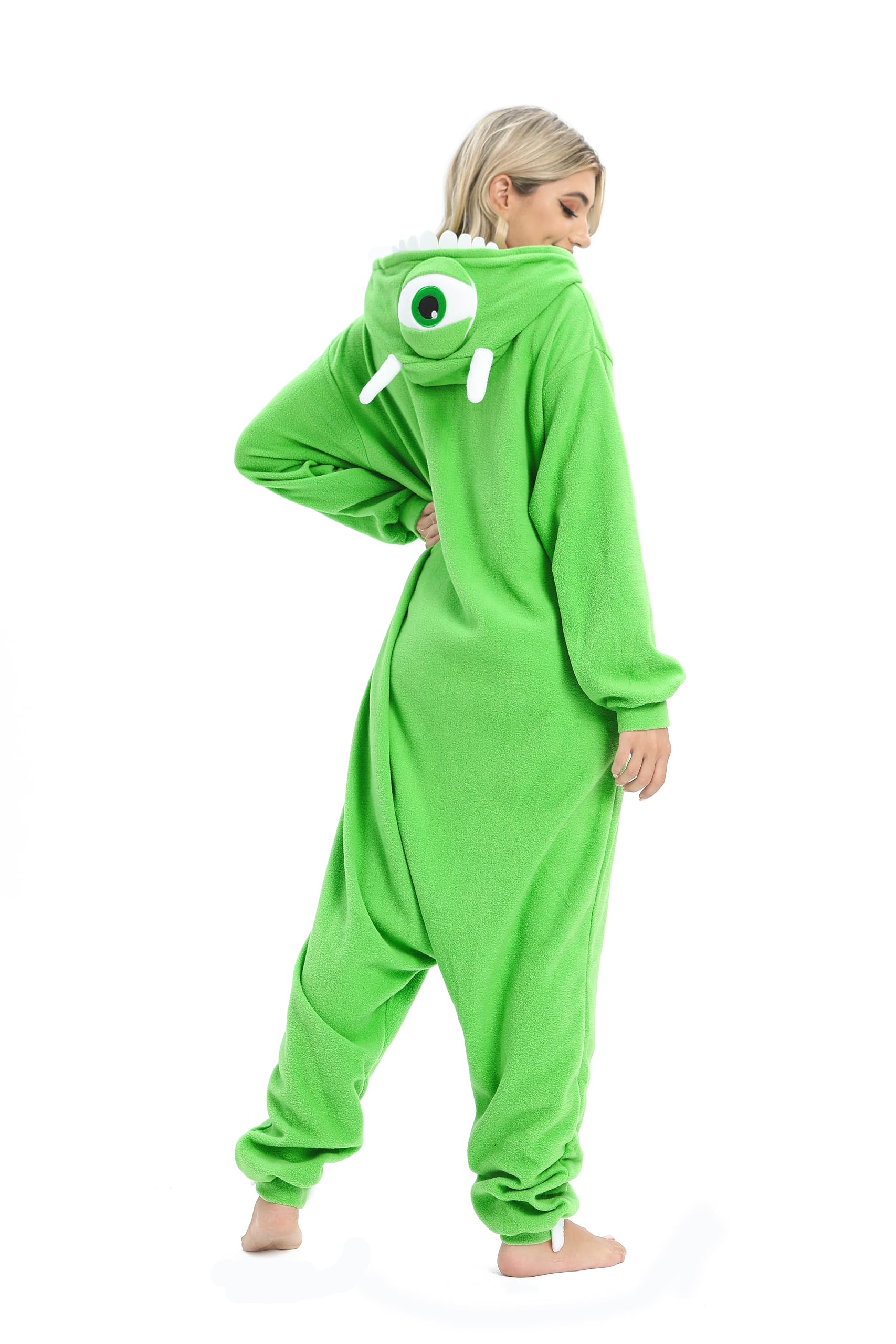Wishliker Unisex Adult Mike Onesie Pajamas Animal Onesies Women Men Christmas Halloween Cosplay Costume Sleepwear Green - Image 3